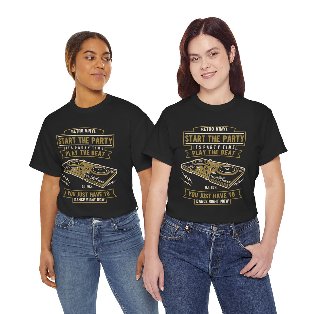 Start the Party DJ Turntable Tee — Vintage Vinyl Music Shirt