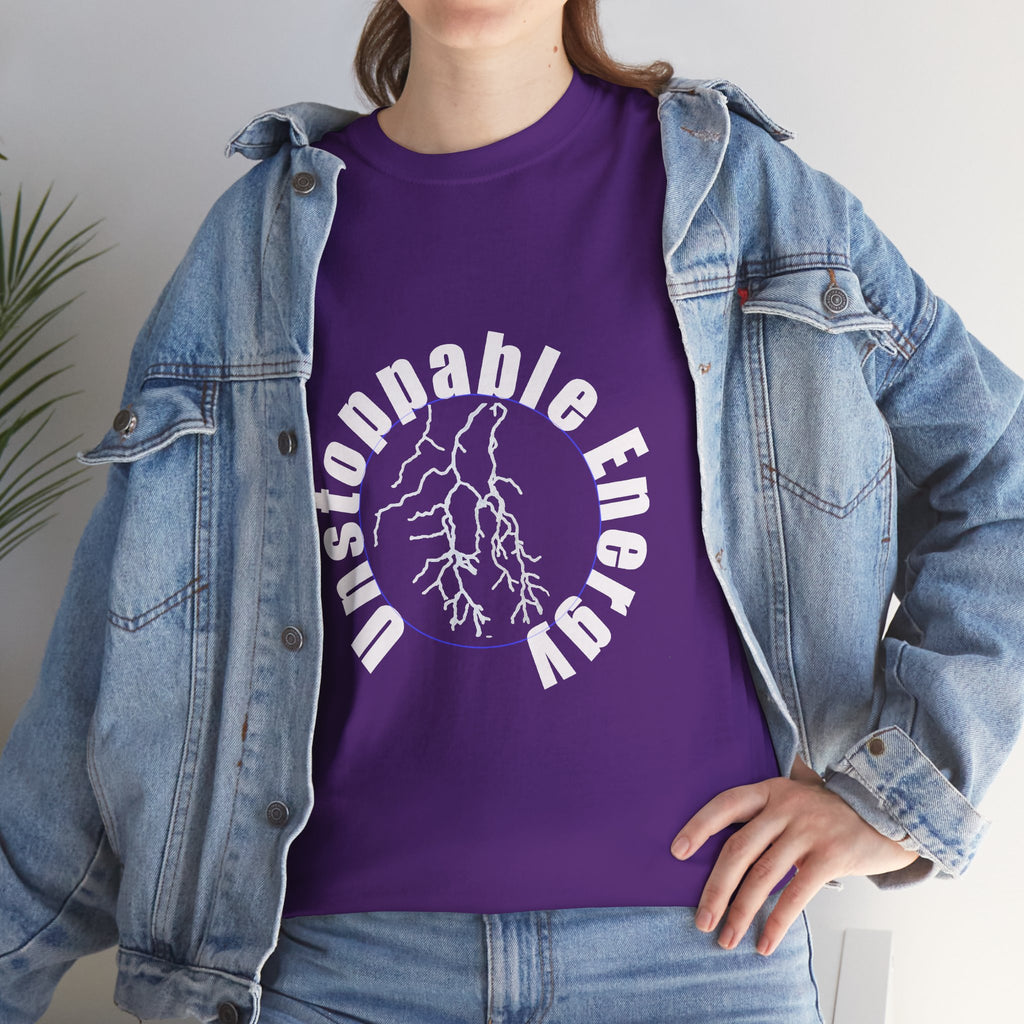 Unstoppable Energy lightning circle Tee | Minimalist bold white on black