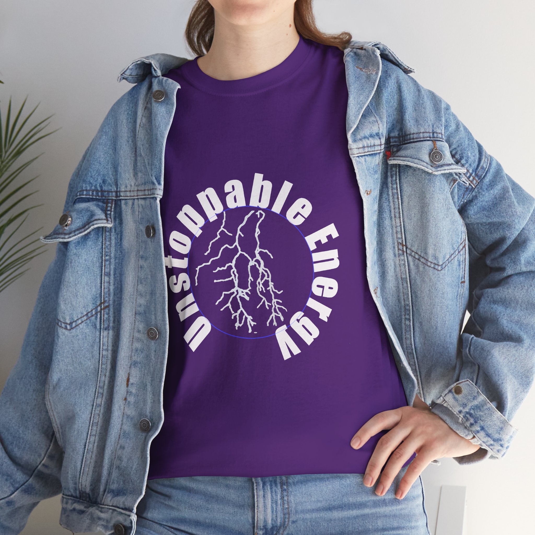 Unstoppable Energy lightning circle Tee | Minimalist bold white on black
