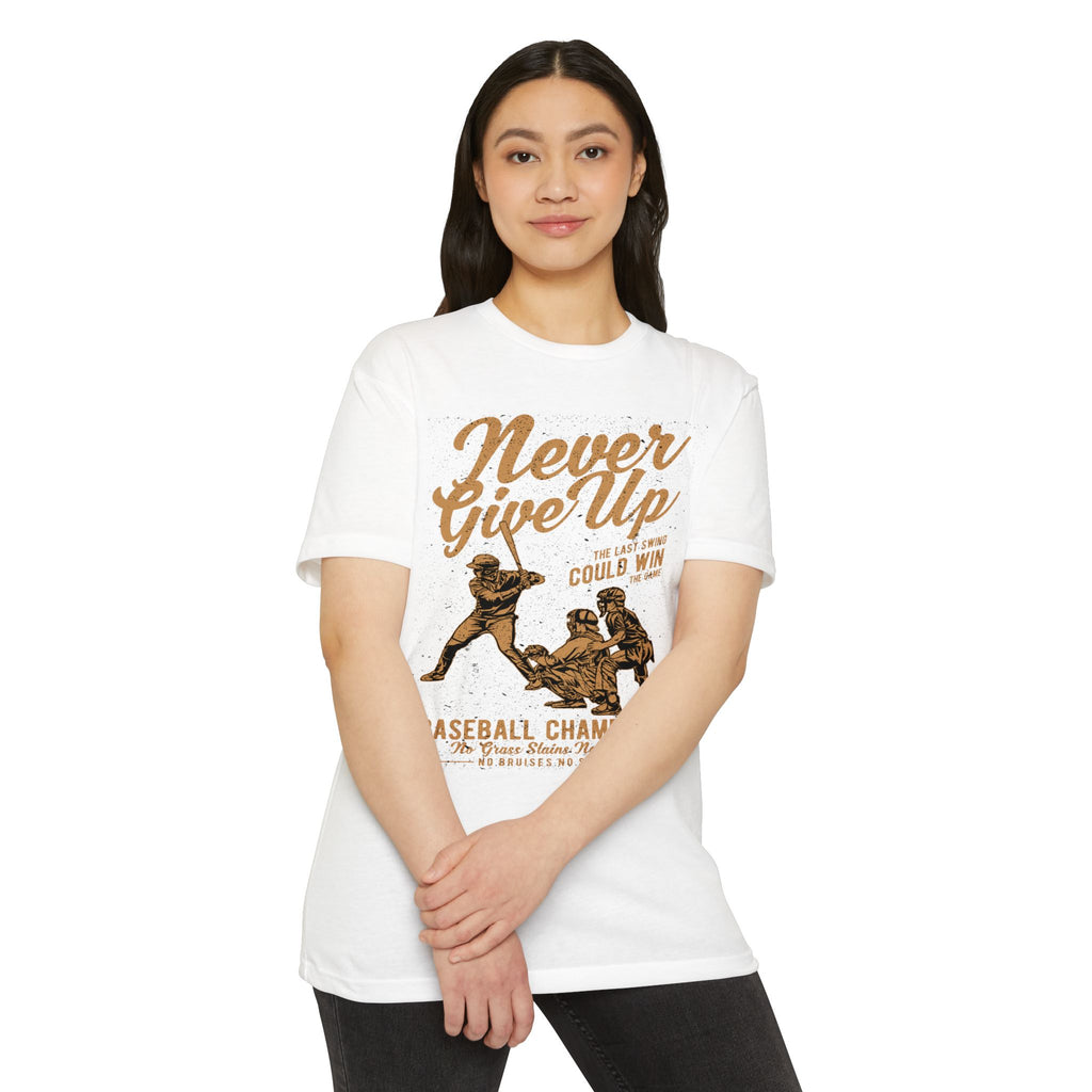 Never Give Up Baseball T-Shirt — "Your Last Swing Could Win" Vintage Baseball Tee