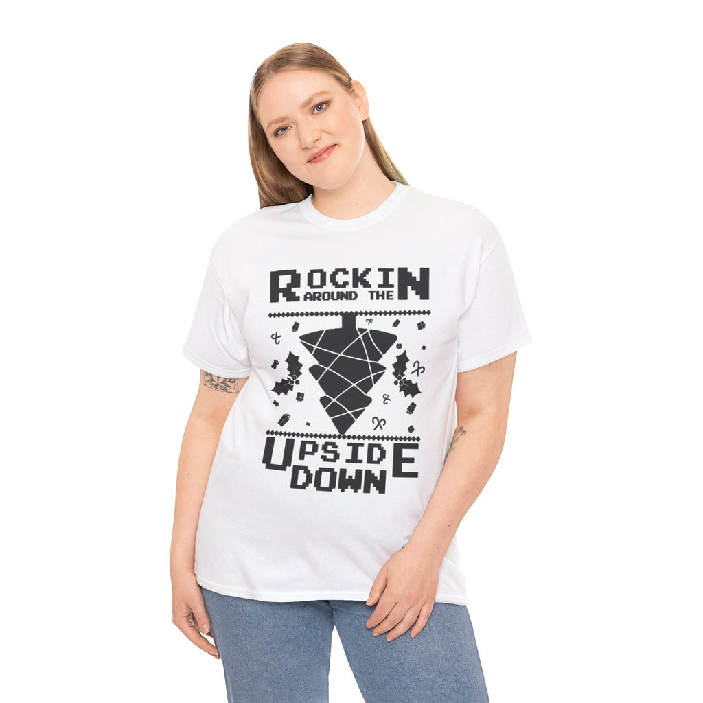 Rockin Around the Upside Down Pixel Poster Tee | Retro Arcade Synth Vibe