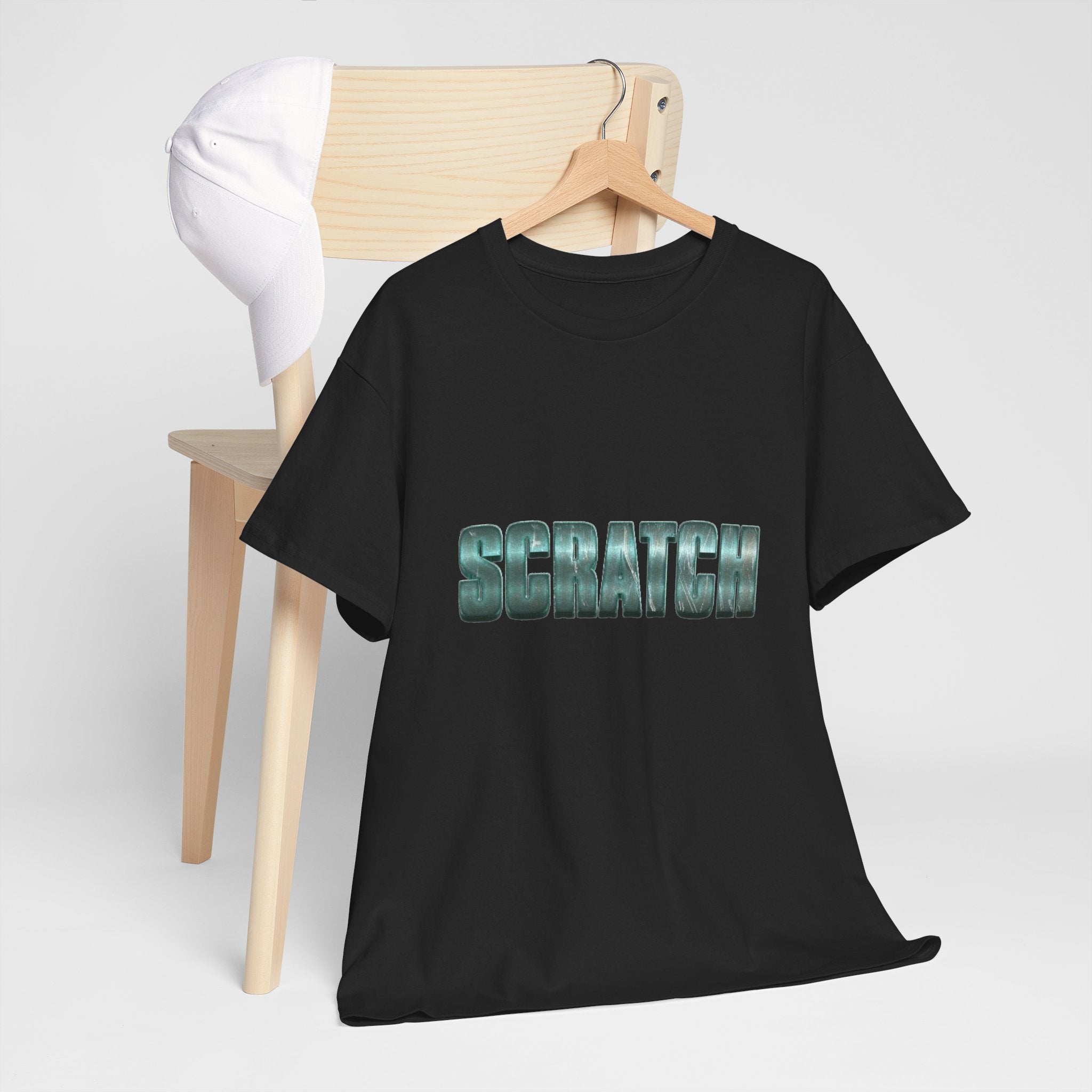 Scratch metallic text Tee | graphic word shirt, typographic design