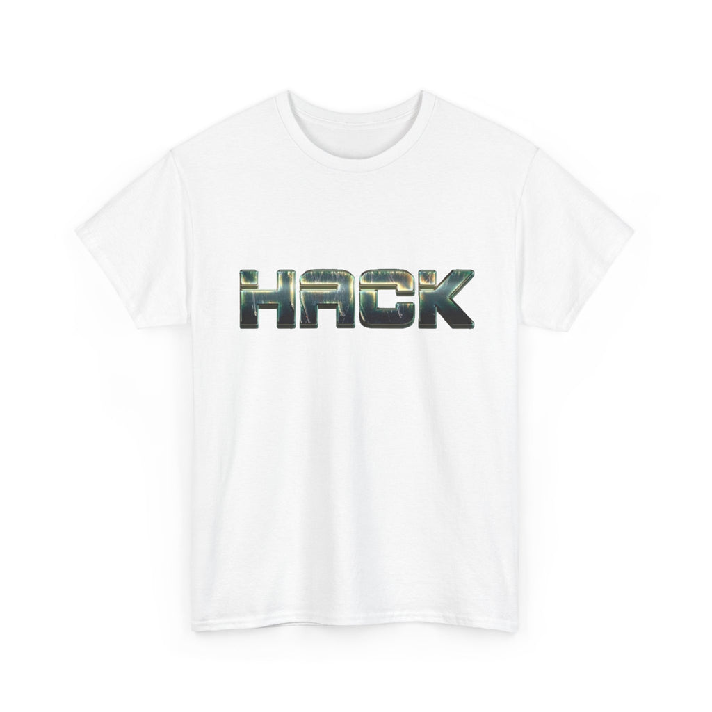 Orange HACK Metallic Logo T-Shirt | Tech Coder Hacker Shirt | Heavyweight Cotton