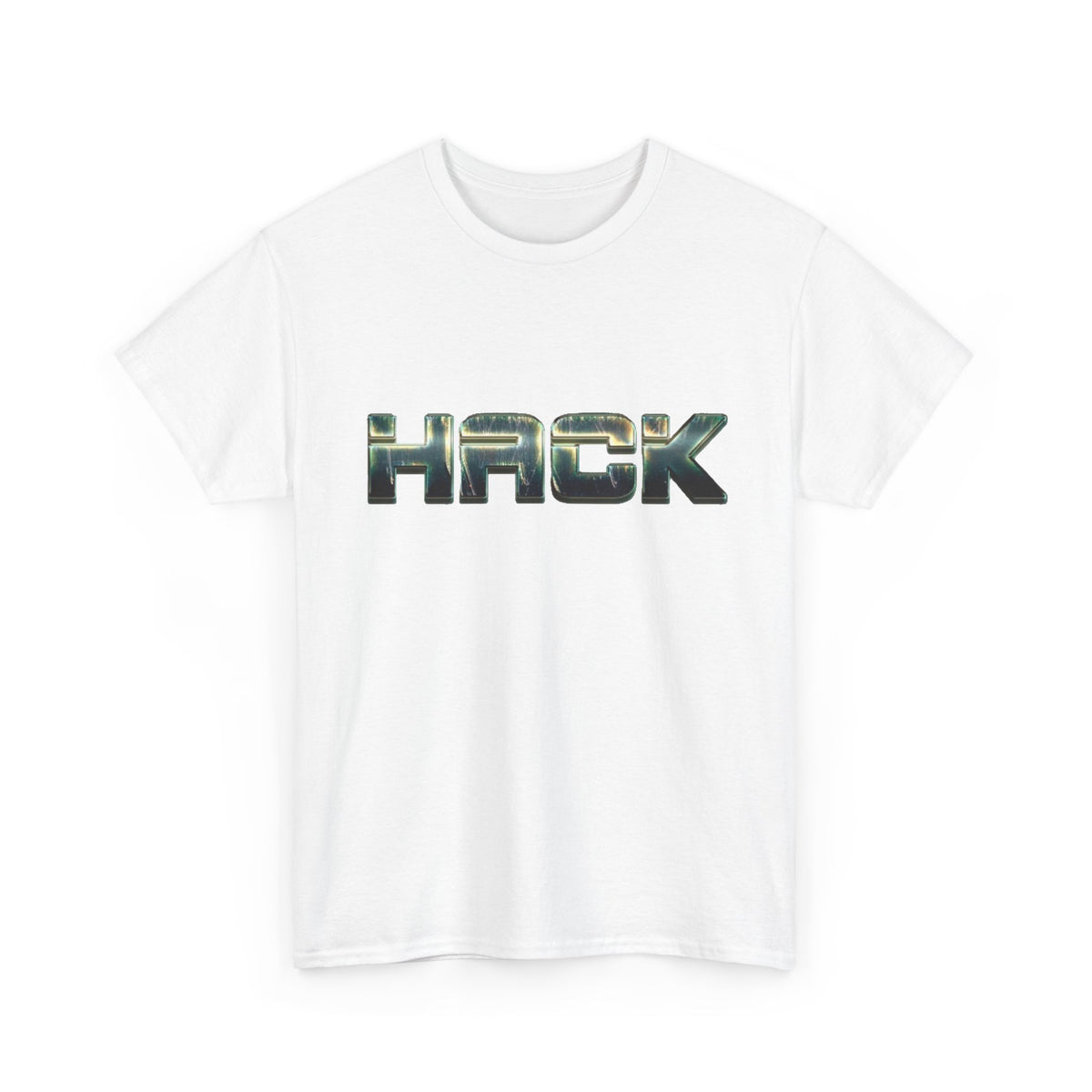 Orange HACK Metallic Logo T-Shirt | Tech Coder Hacker Shirt | Heavyweight Cotton