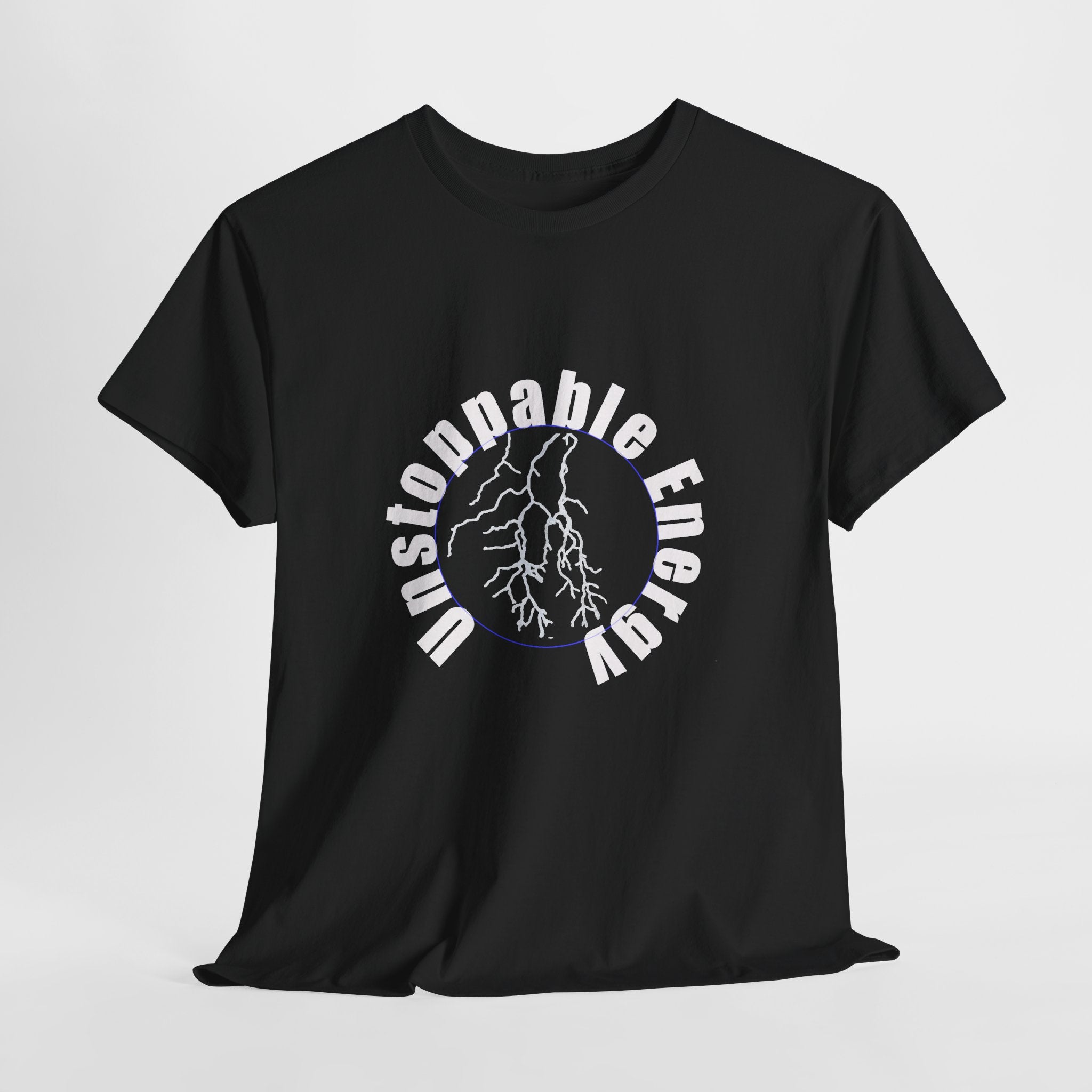 Unstoppable Energy lightning circle Tee | Minimalist bold white on black