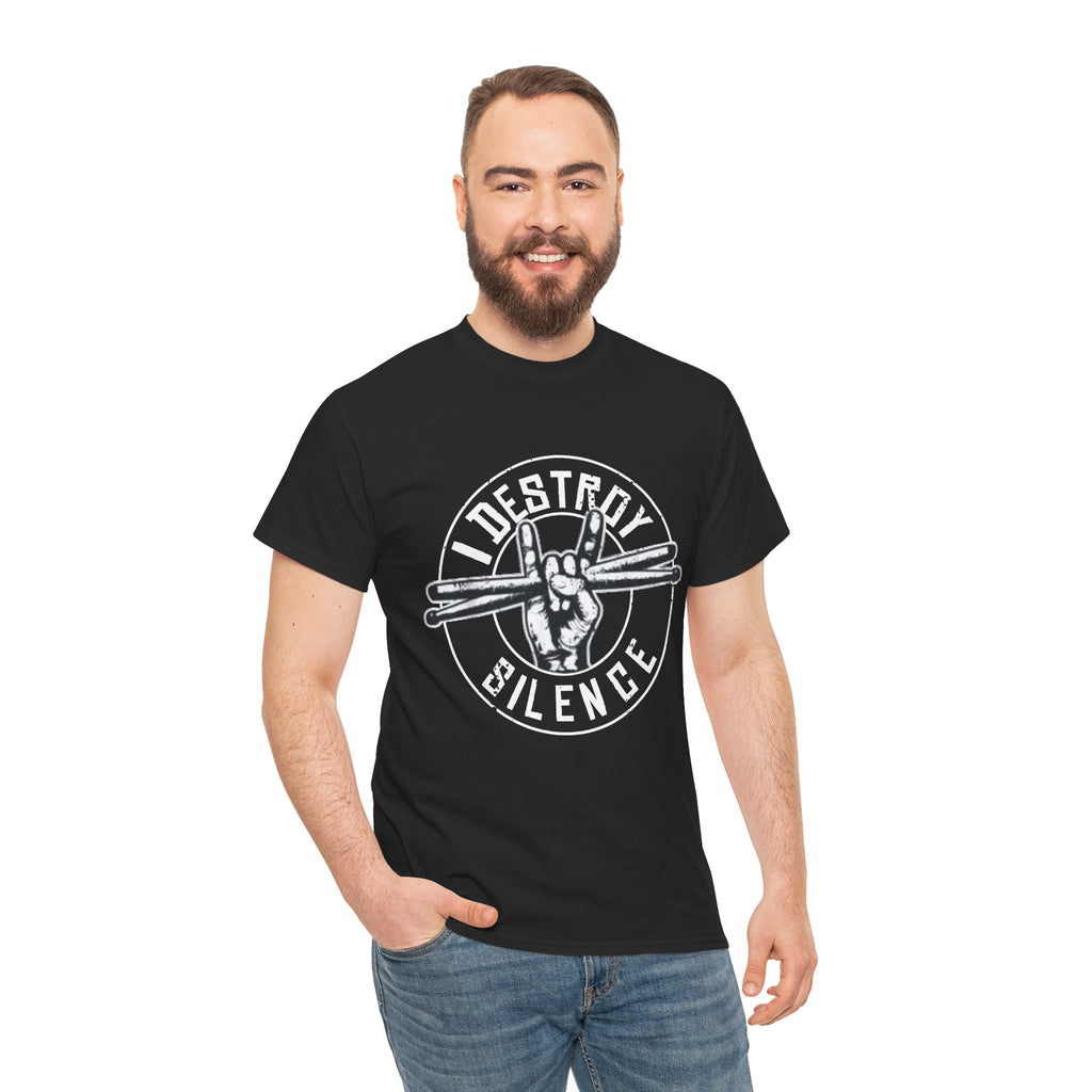 I Destroy Silence Drumsticks Tee, Drummer Shirt | Rock Band Musician Tee