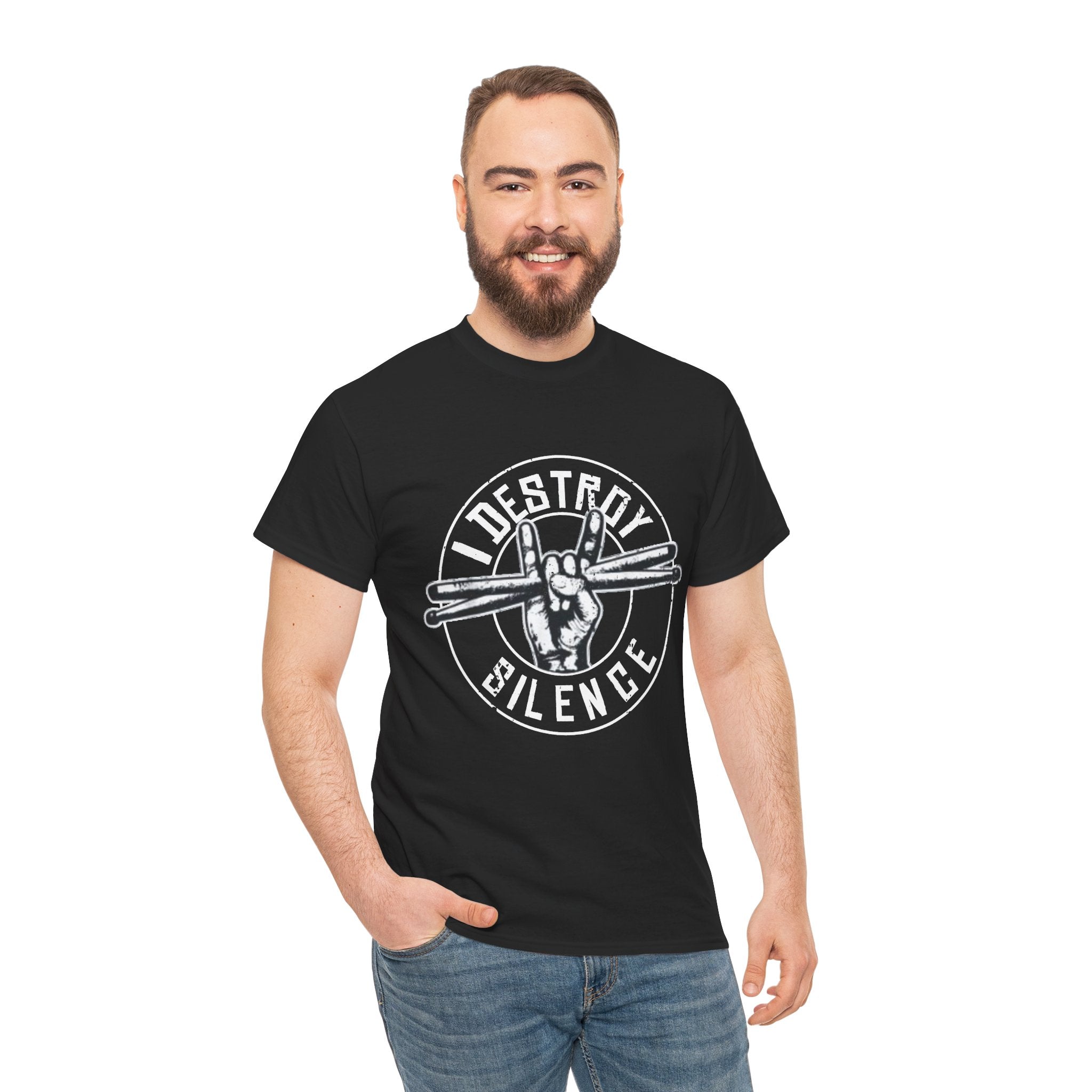 I Destroy Silence Drumsticks Tee, Drummer Shirt | Rock Band Musician Tee