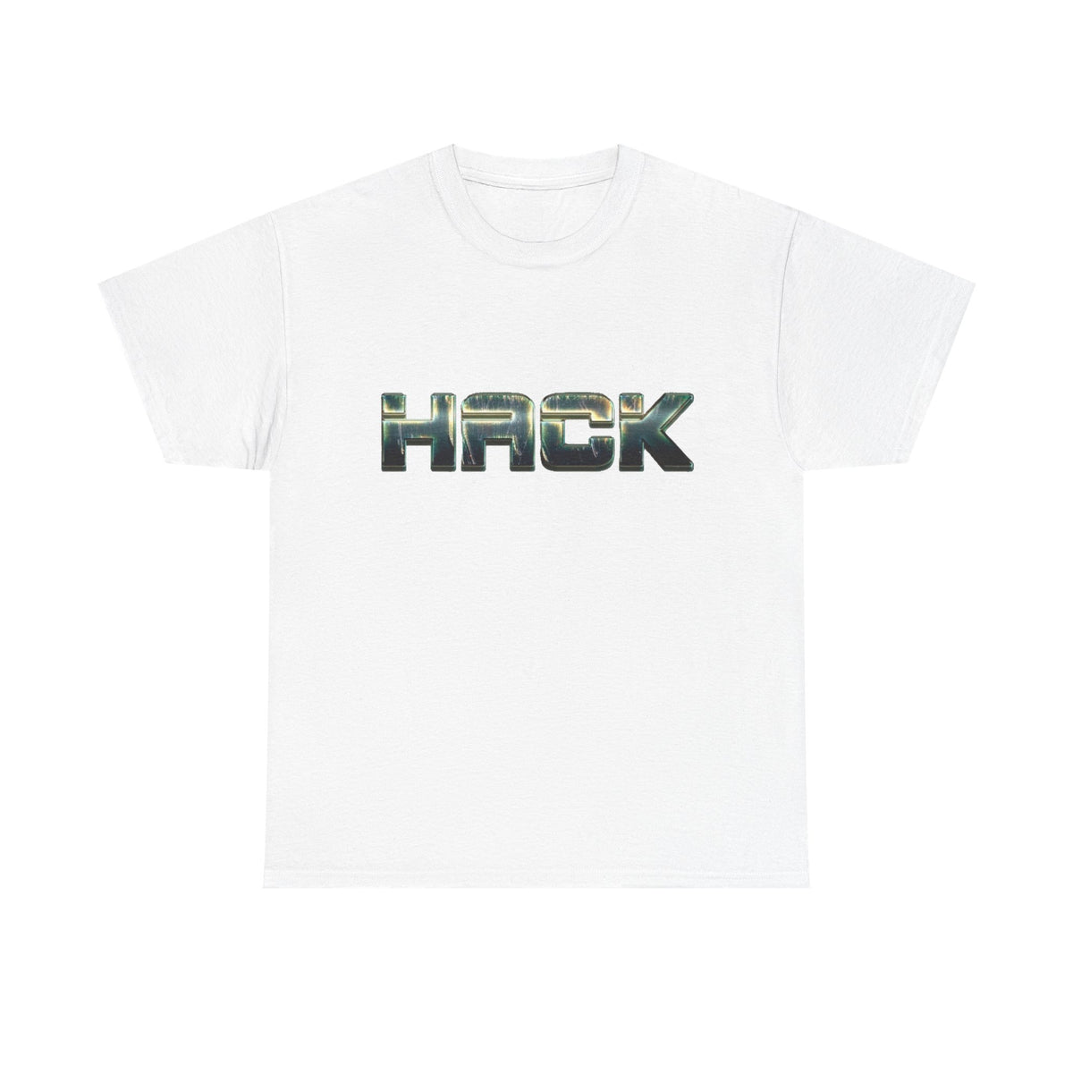 Orange HACK Metallic Logo T-Shirt | Tech Coder Hacker Shirt | Heavyweight Cotton