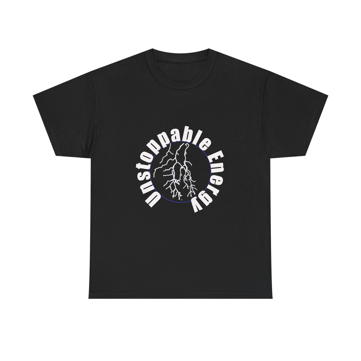 Unstoppable Energy lightning circle Tee | Minimalist bold white on black