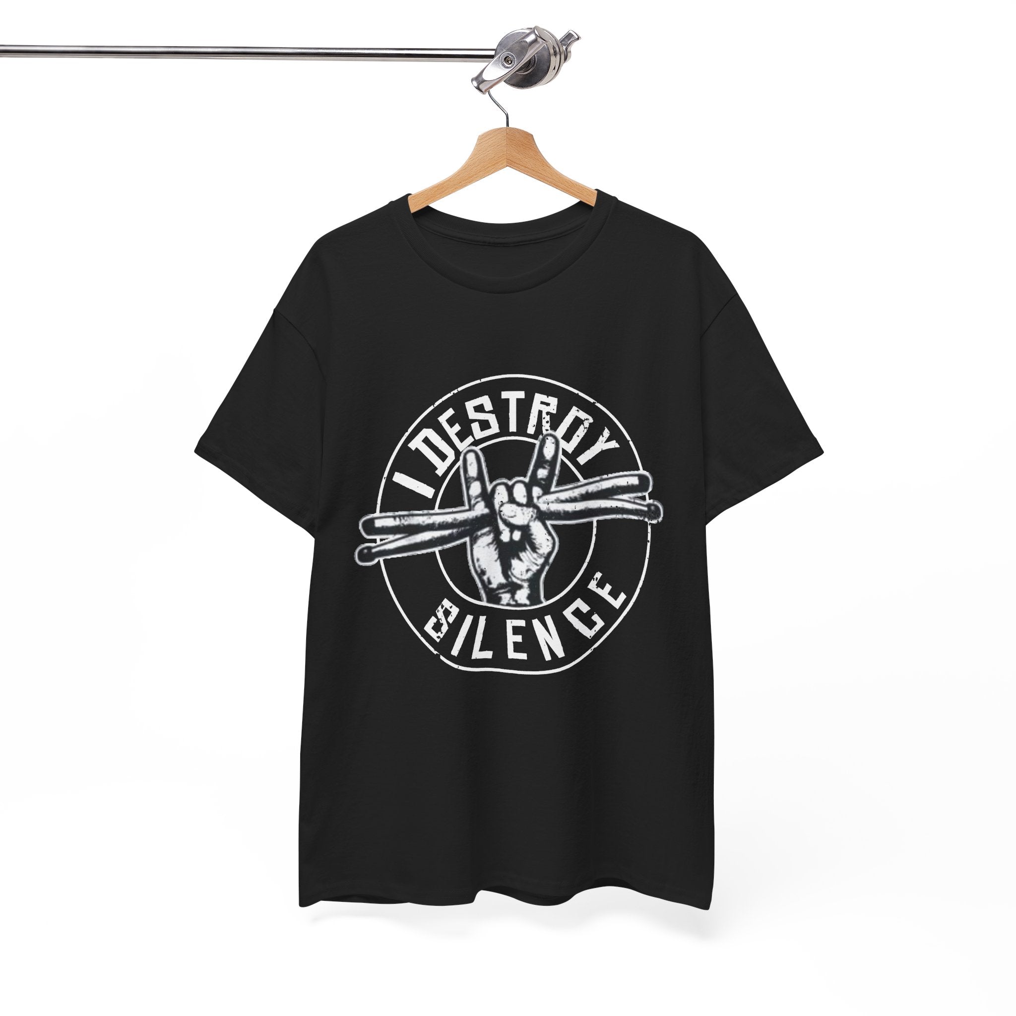 I Destroy Silence Drumsticks Tee, Drummer Shirt | Rock Band Musician Tee