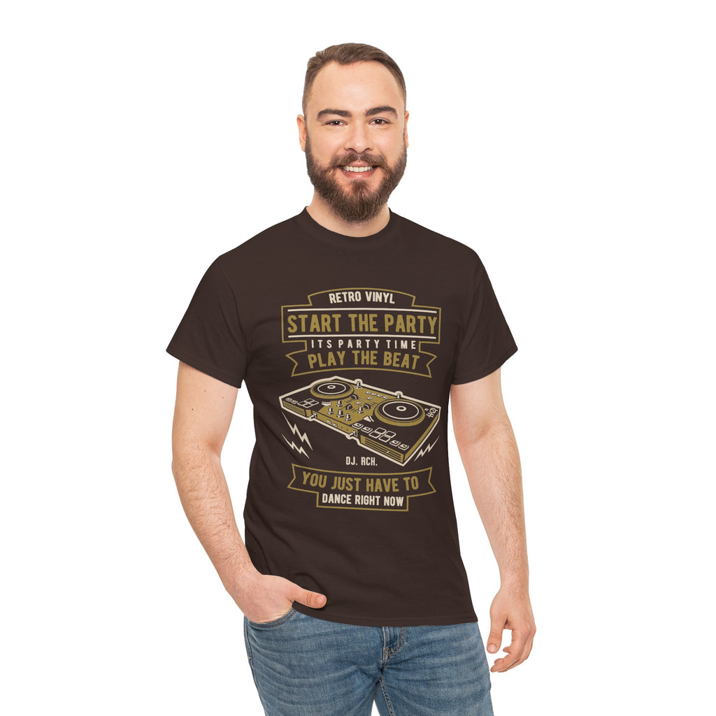 Start the Party DJ Turntable Tee — Vintage Vinyl Music Shirt