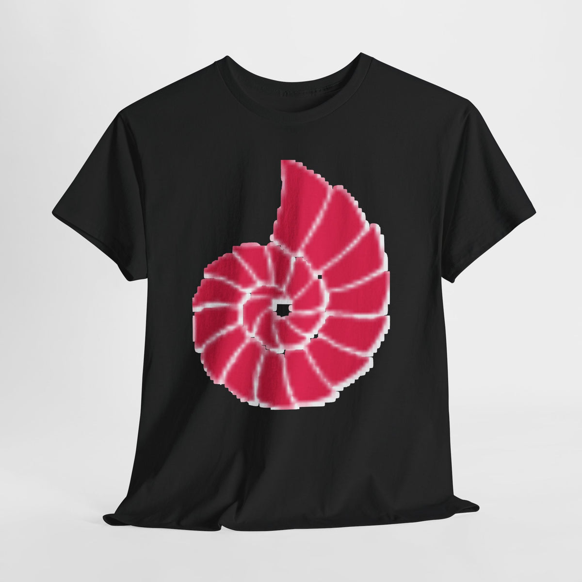 Hand-Drawn Nautilus Spiral Tee | Coral Red Nautilus Chest Graphic
