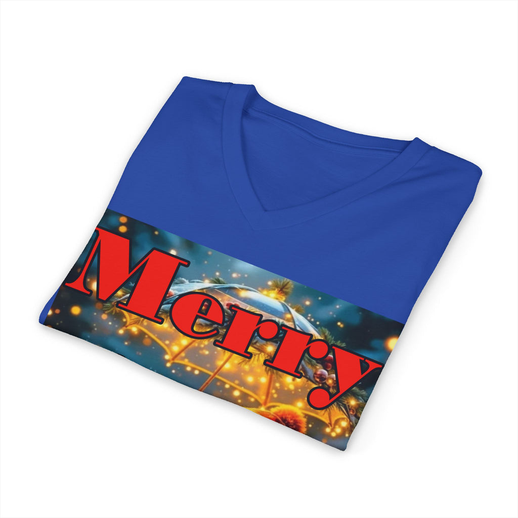Merry & Bright Snowman V-Neck Tee | Holiday Vintage Shirt
