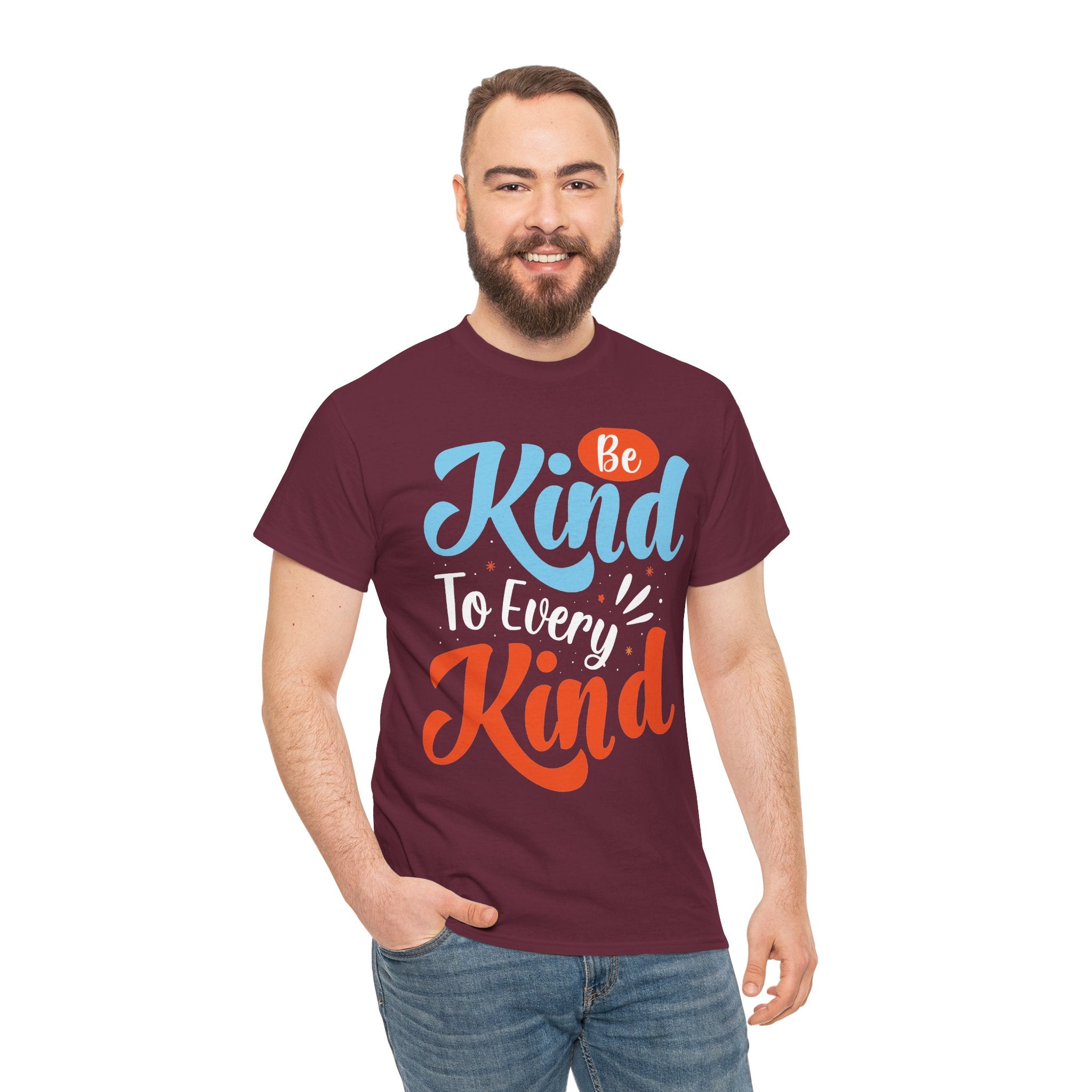 Be Kind To Every Kind T-Shirt | Hand-Lettered Script, Bright Color Print