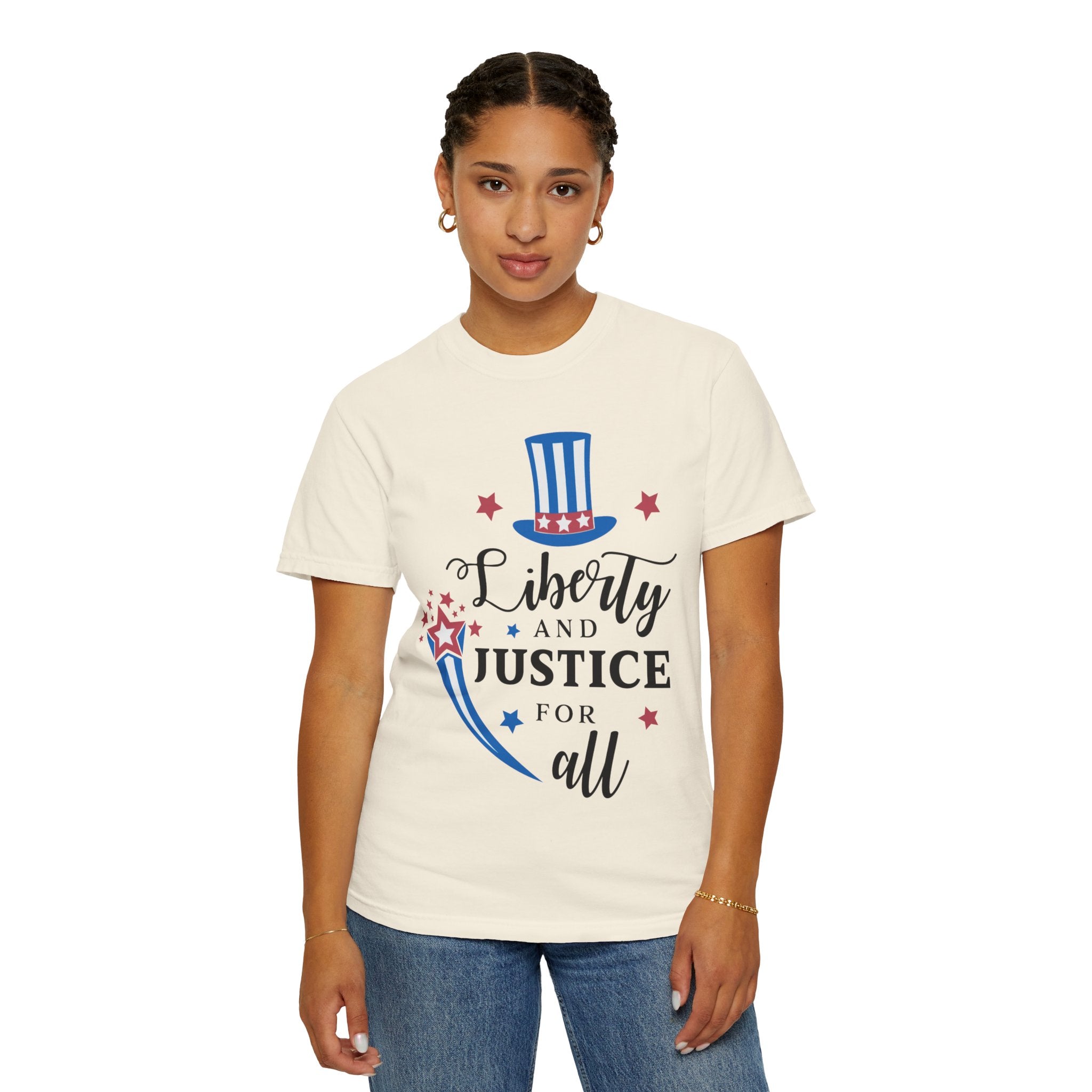 Liberty and Justice for All top hat graphic T-shirt | Garment-Dyed Vintage Tee