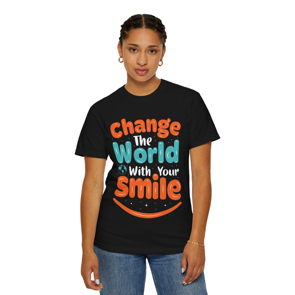 Kindness Smile Tee | Garment-Dyed Navy Cotton T-Shirt