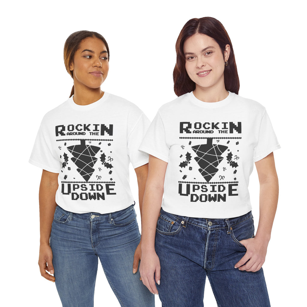 Rockin Around the Upside Down Pixel Poster Tee | Retro Arcade Synth Vibe