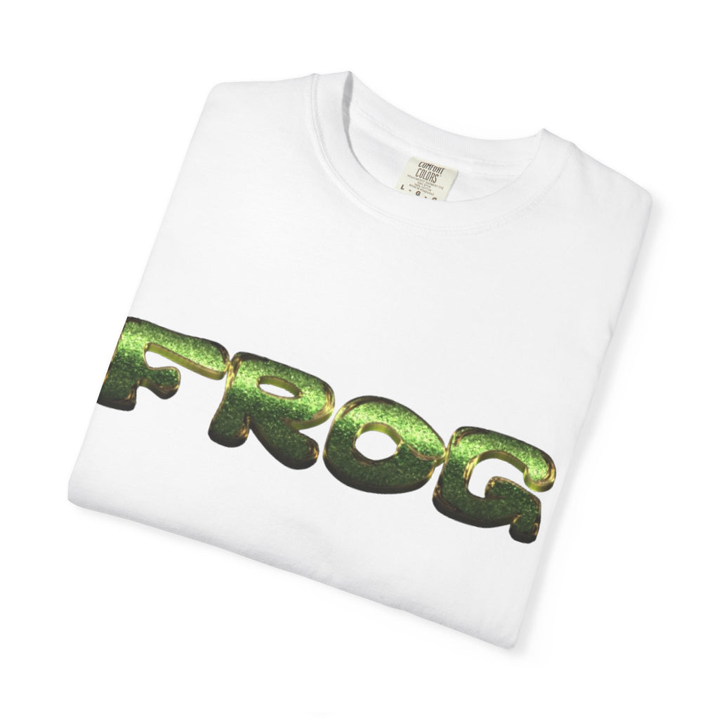 Frog Text Graphic T-shirt | Green Amphibian Lettering