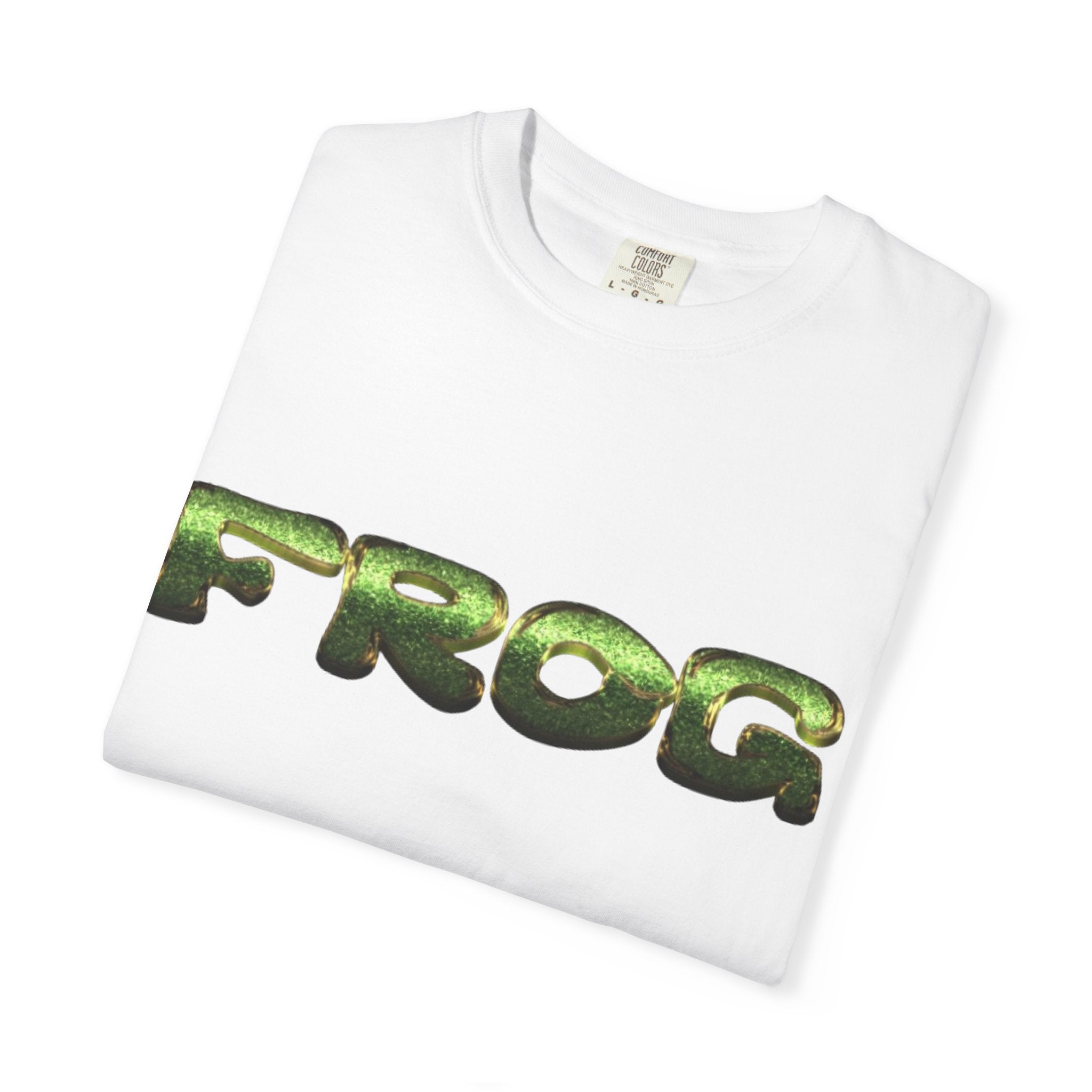 Frog Text Graphic T-shirt | Green Amphibian Lettering