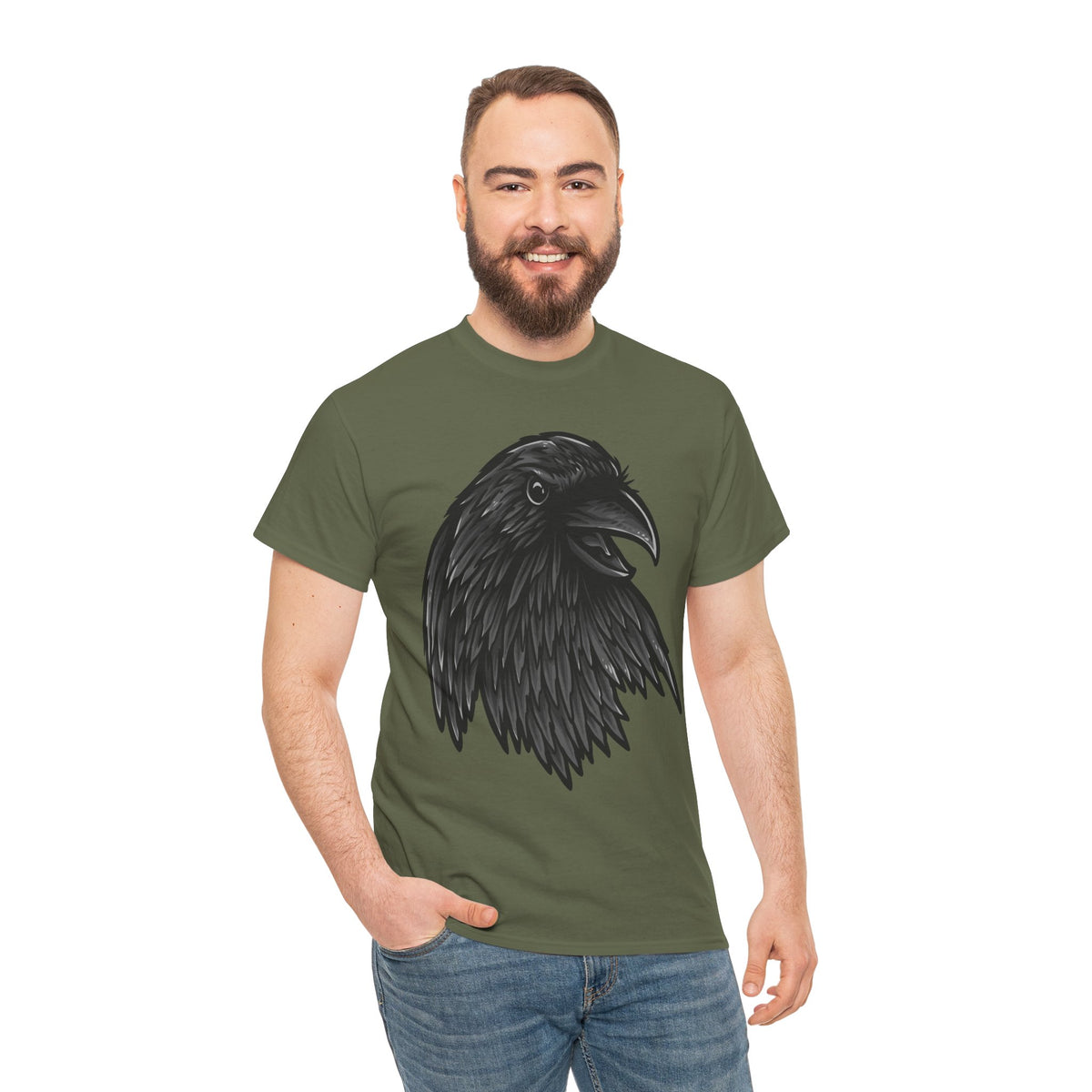 Raven Head Graphic Tee — Gothic Black Crow T-Shirt
