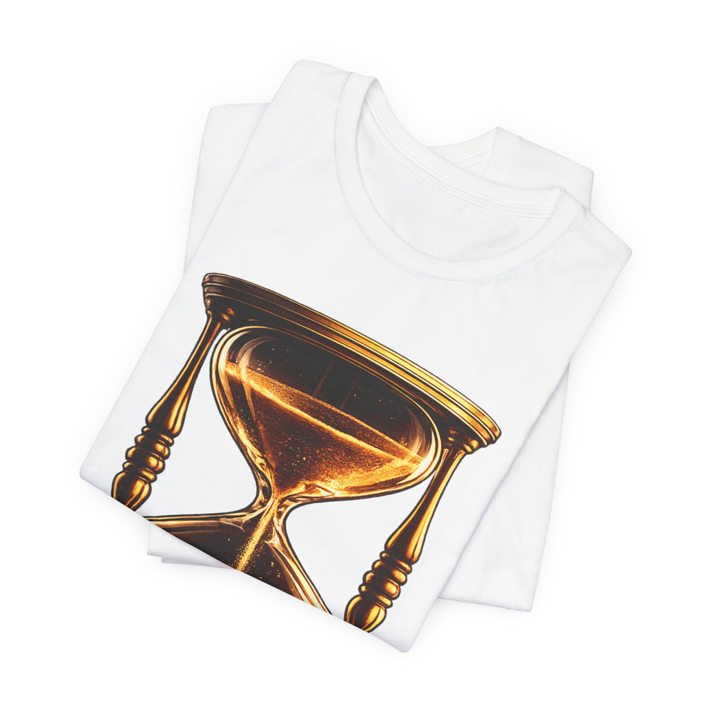Vintage Hourglass Tee — "Time Waits For No One" Inspirational Graphic T-Shirt