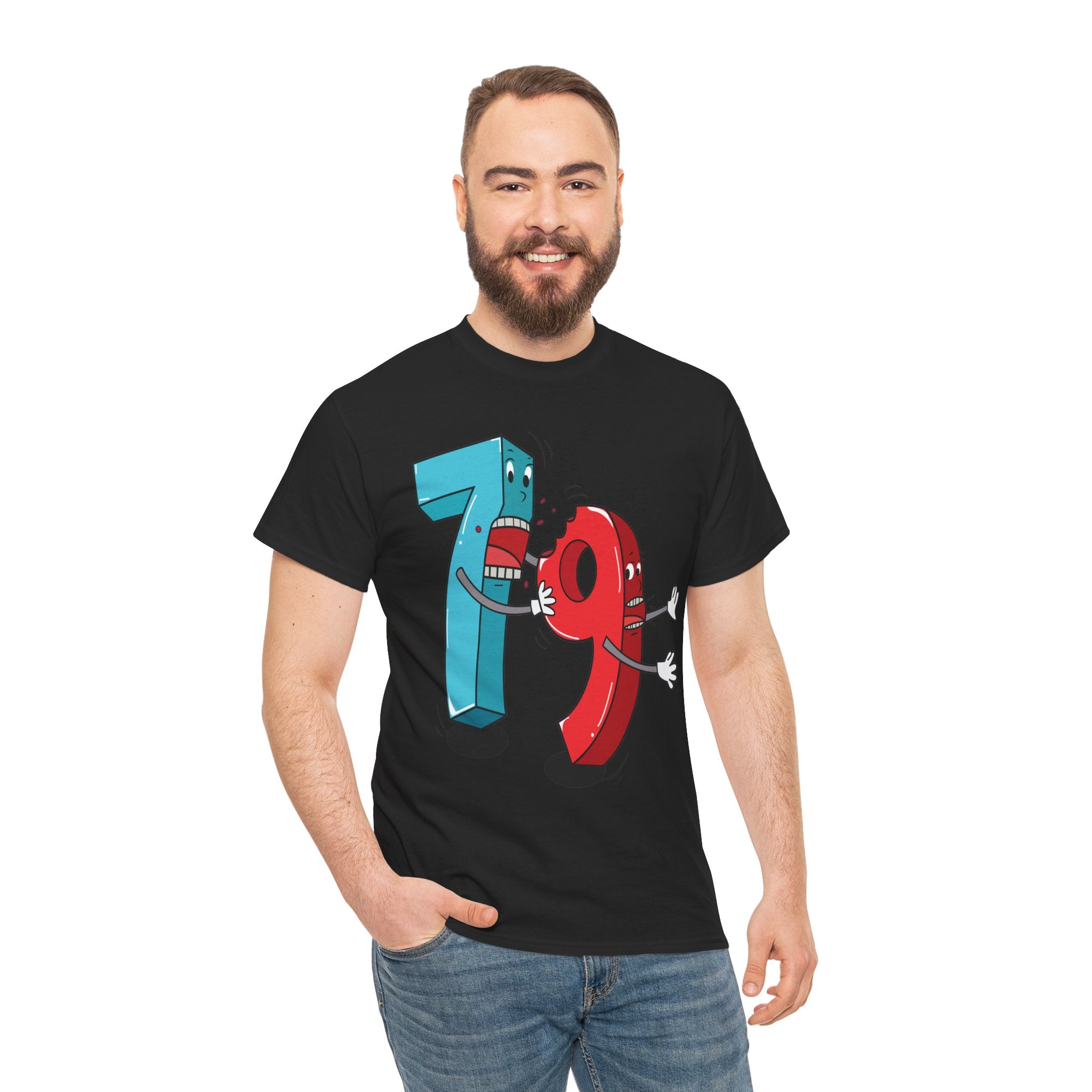 Playful Fighting Numbers 79 Tee | Math Humor Shirt