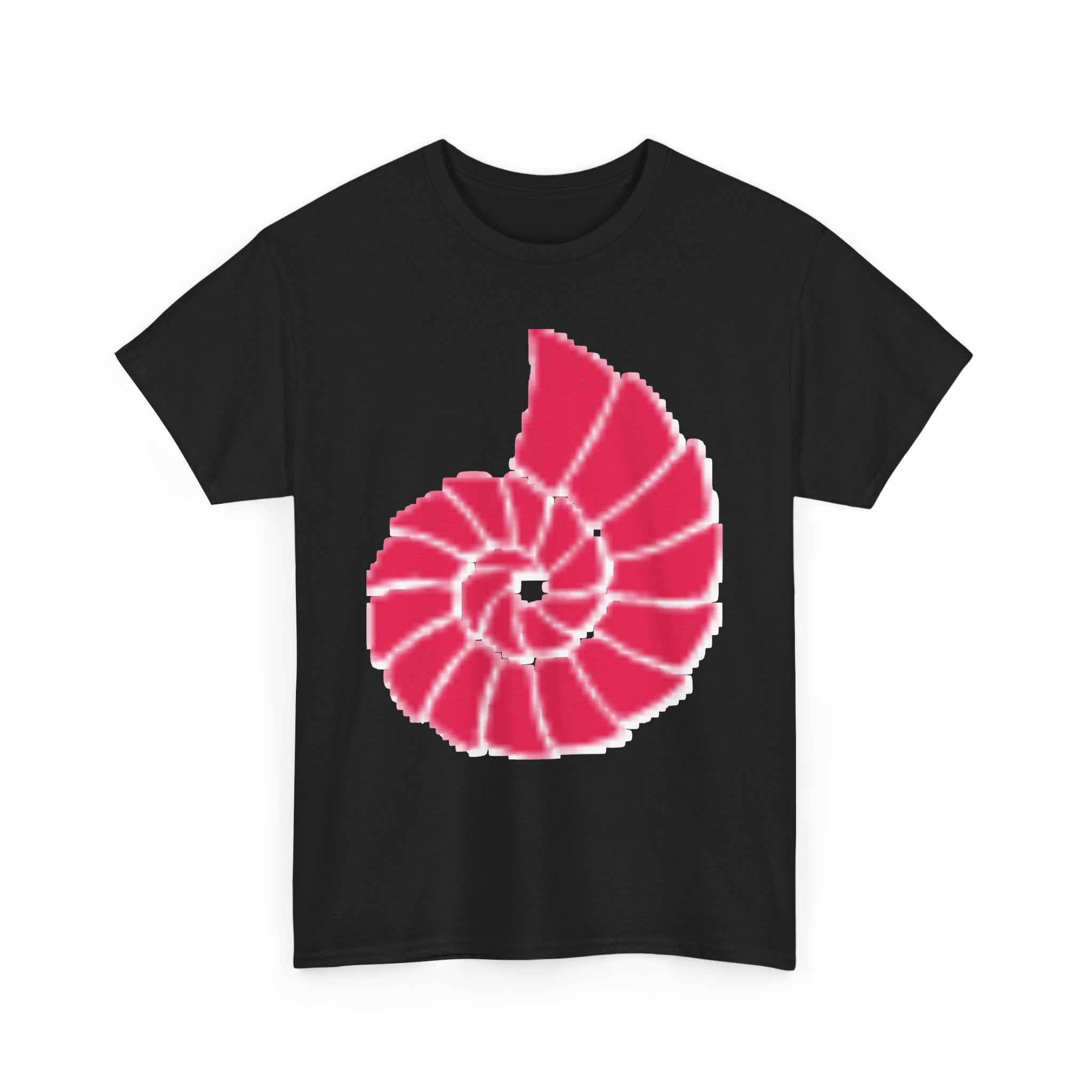 Hand-Drawn Nautilus Spiral Tee | Coral Red Nautilus Chest Graphic