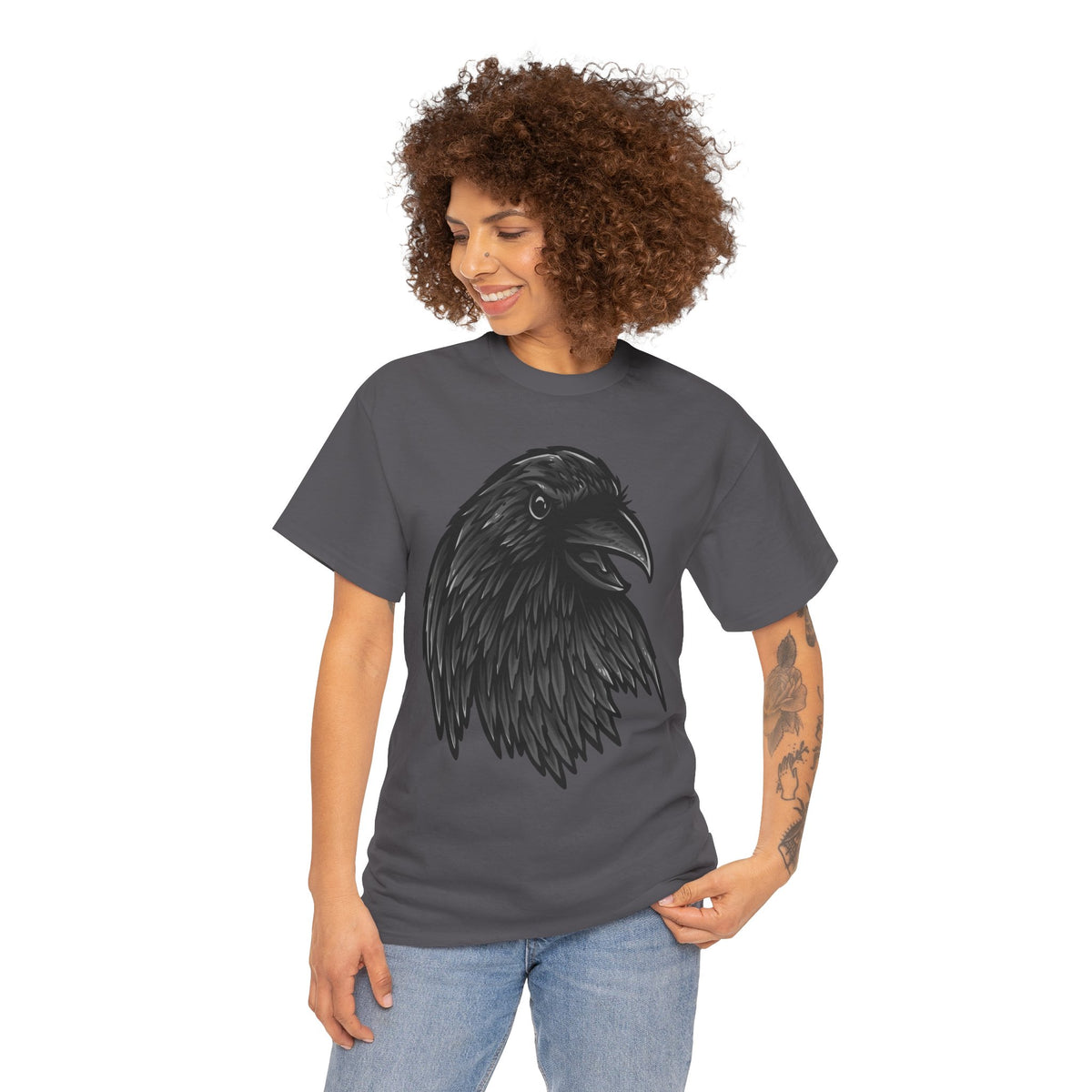 Raven Head Graphic Tee — Gothic Black Crow T-Shirt