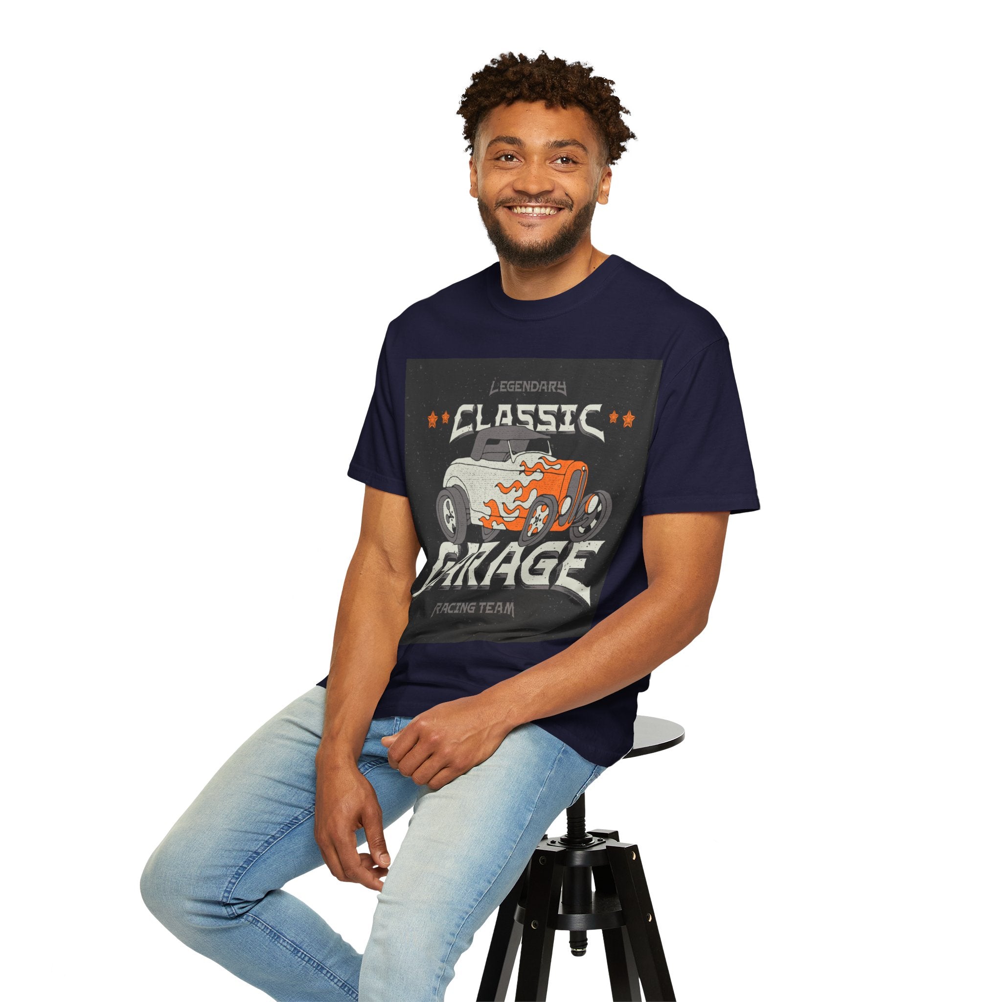 Hand-Drawn Hot Rod Graphic T-Shirt | Vintage Car Crew Tee