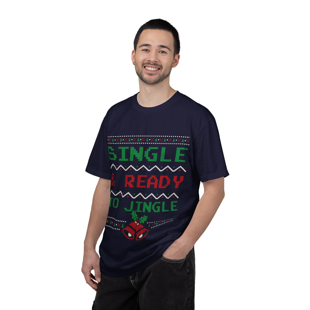 Single and Ready To Jingle Tee | holiday pixel Knit bells & holly