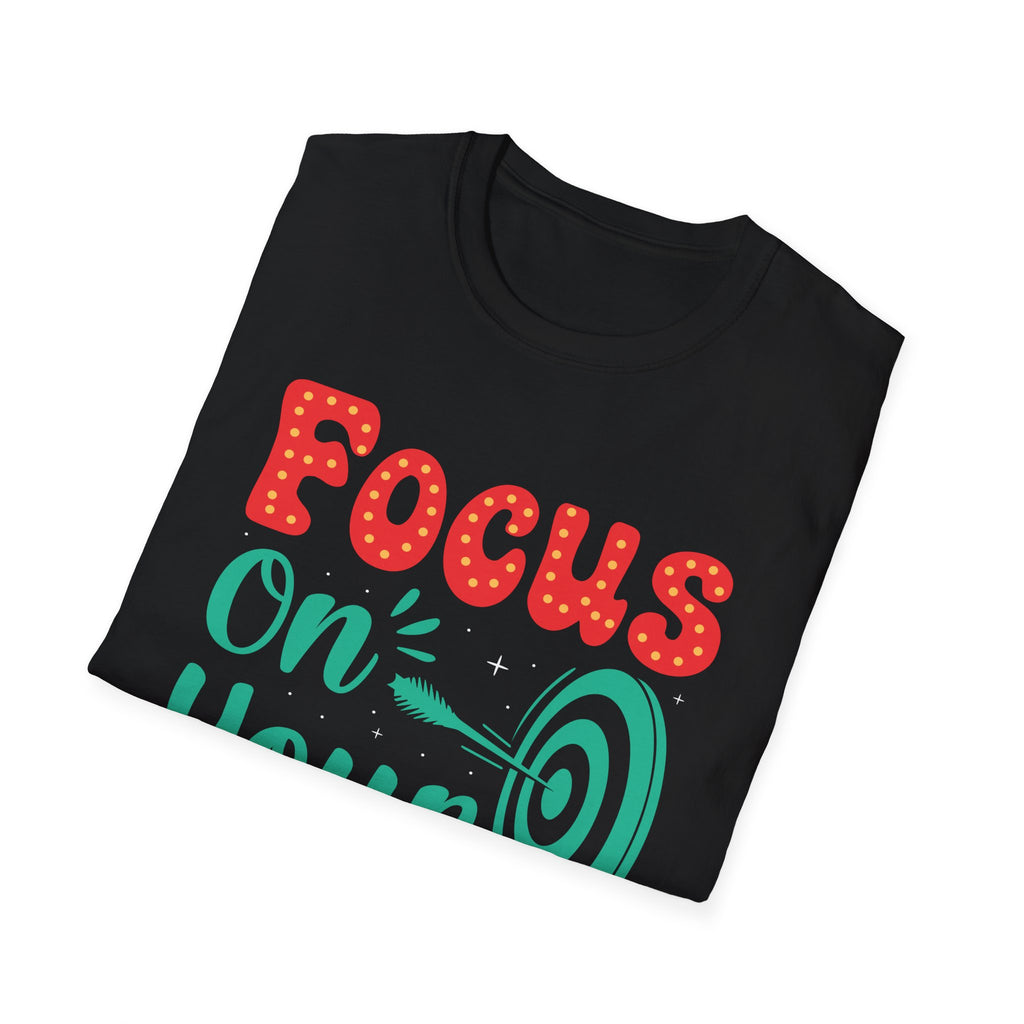 Focus On Your Goals tee | Motivational Graphic T-Shirt, Hand-Lettered Target Design