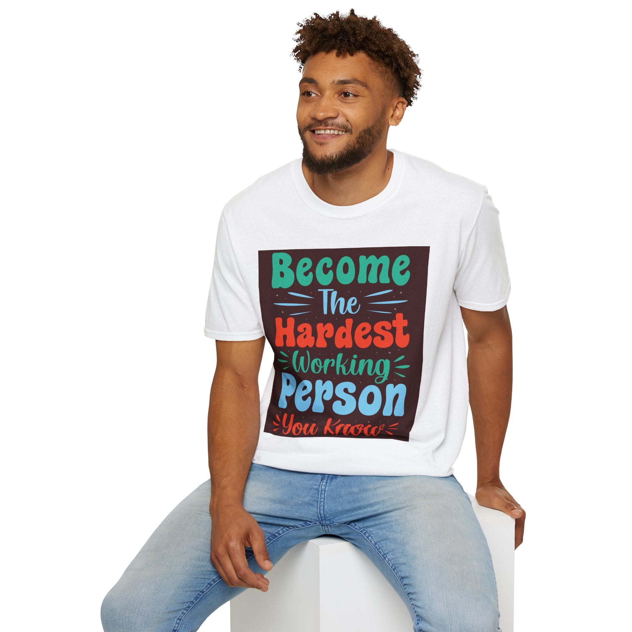 Bold Hand-Lettered Motivational Typography T-Shirt | Colorful Pep Talk Chest Print