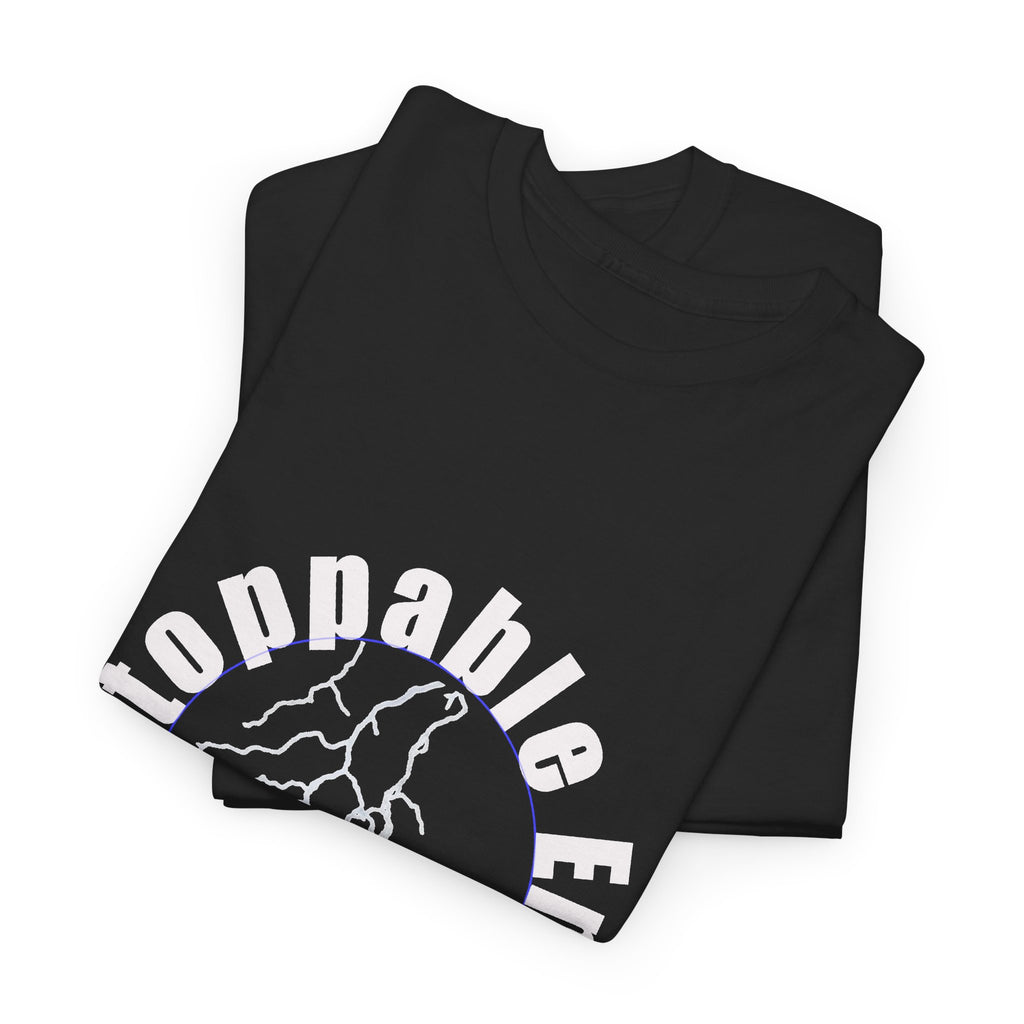 Unstoppable Energy lightning circle Tee | Minimalist bold white on black