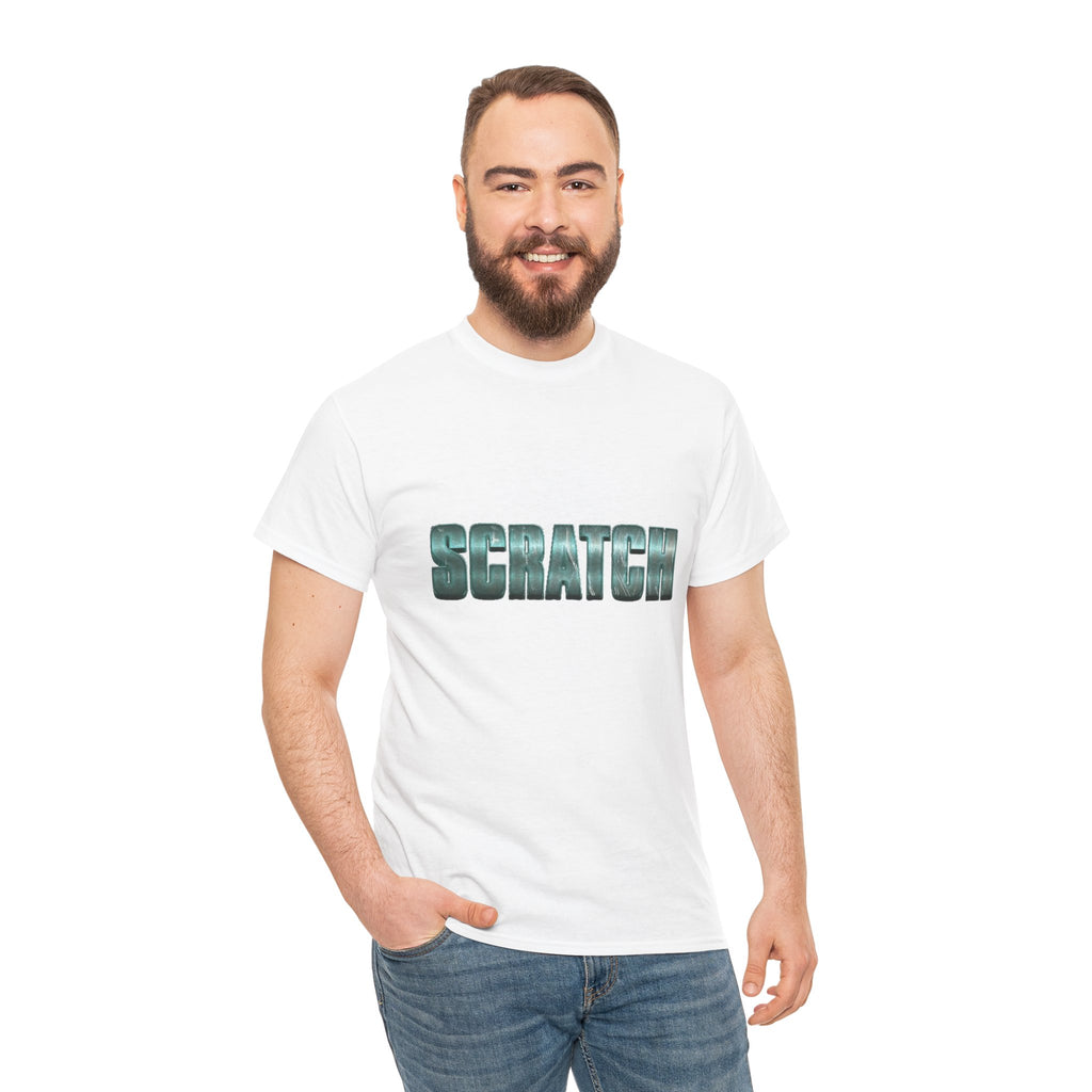 Scratch metallic text Tee | graphic word shirt, typographic design