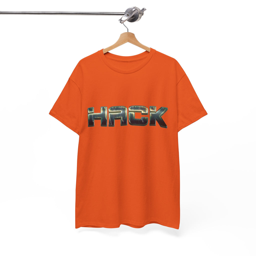HACK camo metallic logo Tee | Hacker coder shirt, orange tech tee
