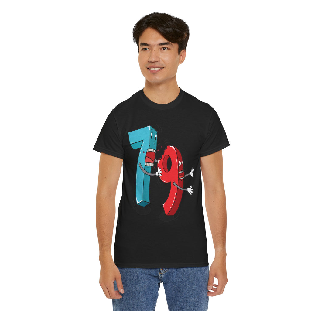 Playful Fighting Numbers 79 Tee | Math Humor Shirt