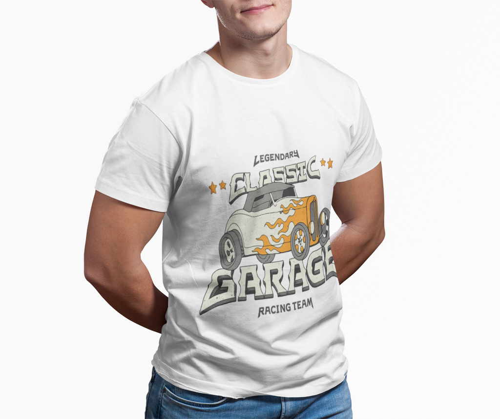 Classic Garage Hot Rod Illustration T-Shirt | Retro Racing Car Tee
