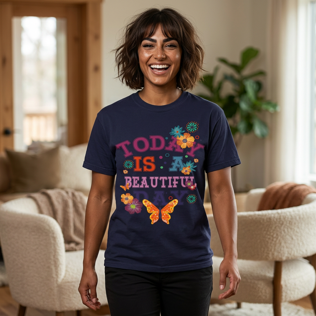 TODAY IS BEAUTIFUL Floral Butterfly T-shirt | Vintage Garden Vibe