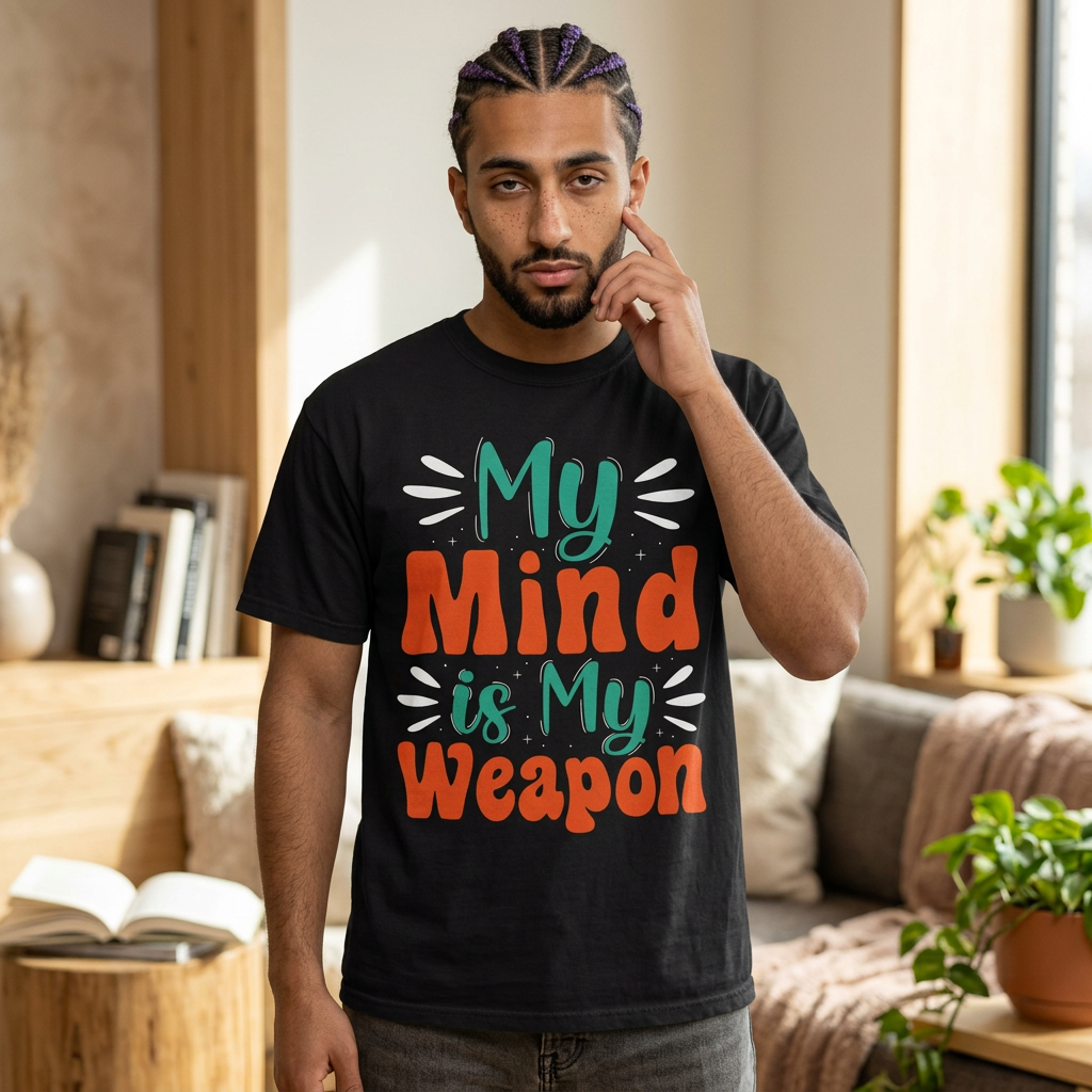 My Mind Is My Weapon T-shirt | Hand-lettered Typography, Garment-Dyed