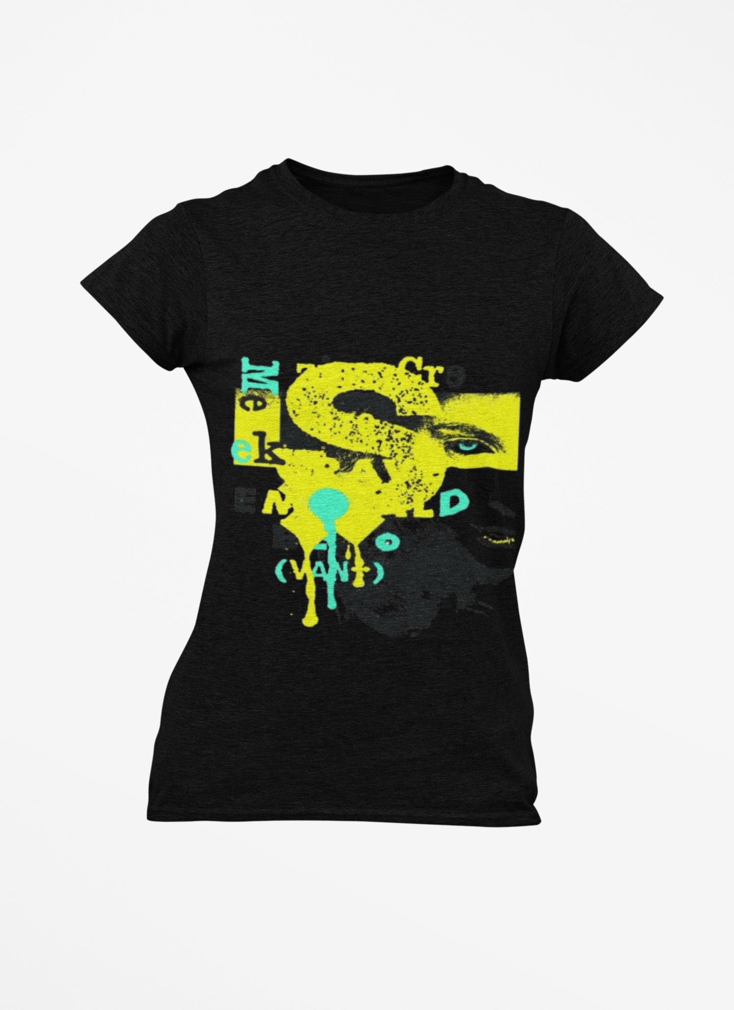 Neon Paint Splat Street Art T-Shirt | Black Crewneck, Urban Graphic Tee