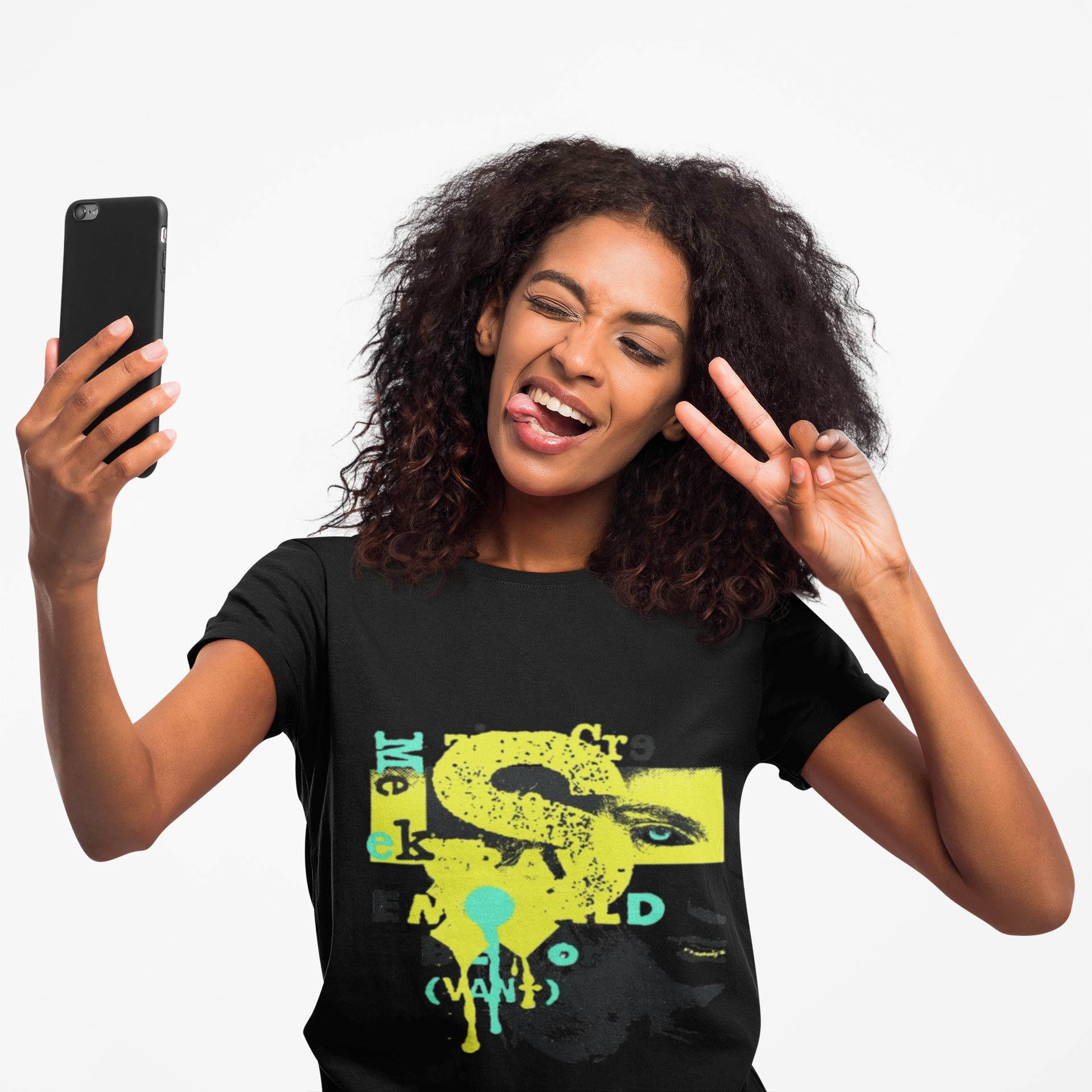 Neon Paint Splat Street Art T-Shirt | Black Crewneck, Urban Graphic Tee