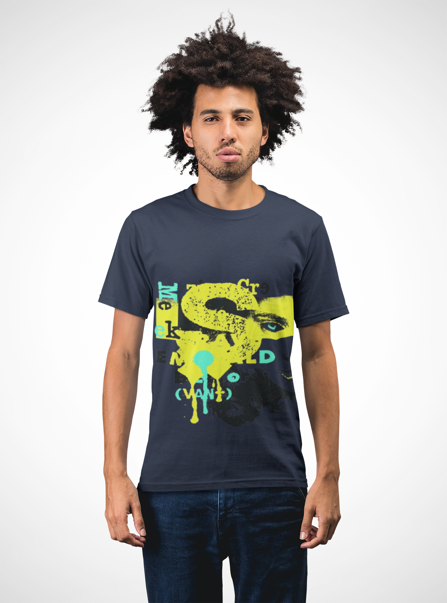 Neon Paint Splat Street Art T-Shirt | Black Crewneck, Urban Graphic Tee