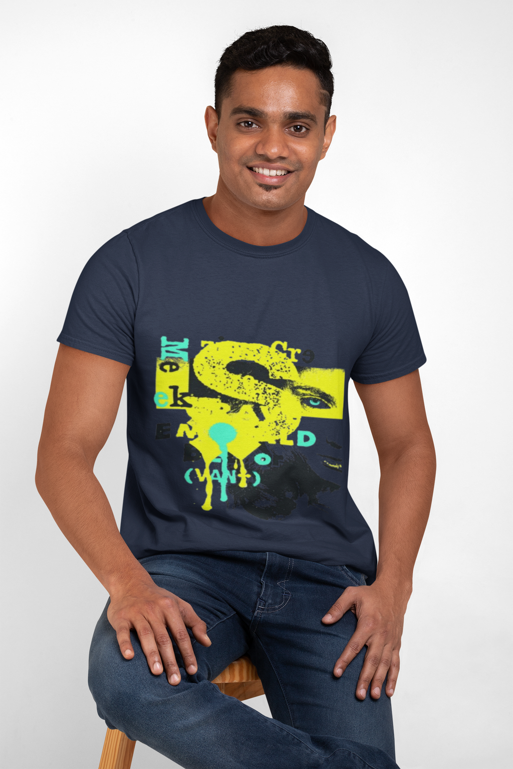 Neon Paint Splat Street Art T-Shirt | Black Crewneck, Urban Graphic Tee