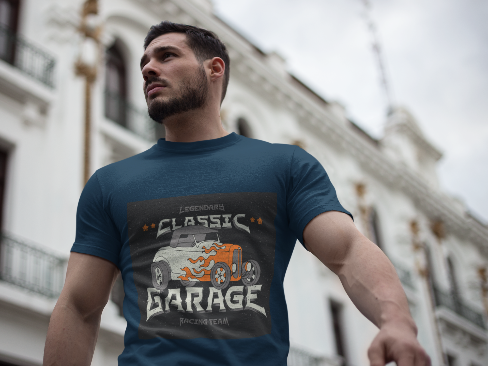 Hand-Drawn Hot Rod Graphic T-Shirt | Vintage Car Crew Tee