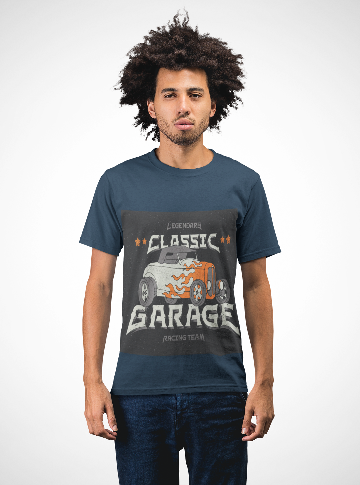 Hand-Drawn Hot Rod Graphic T-Shirt | Vintage Car Crew Tee