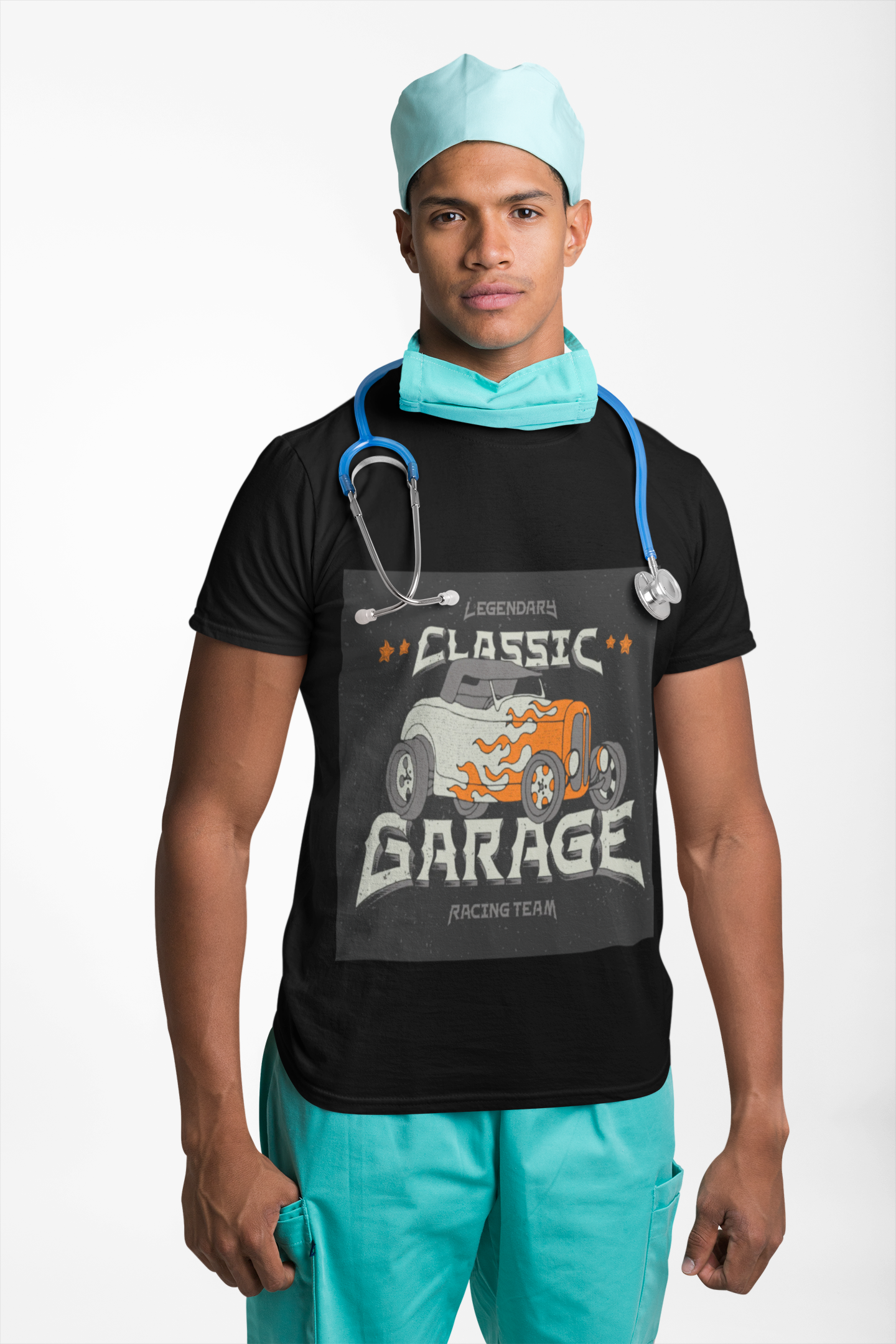 Hand-Drawn Hot Rod Graphic T-Shirt | Vintage Car Crew Tee