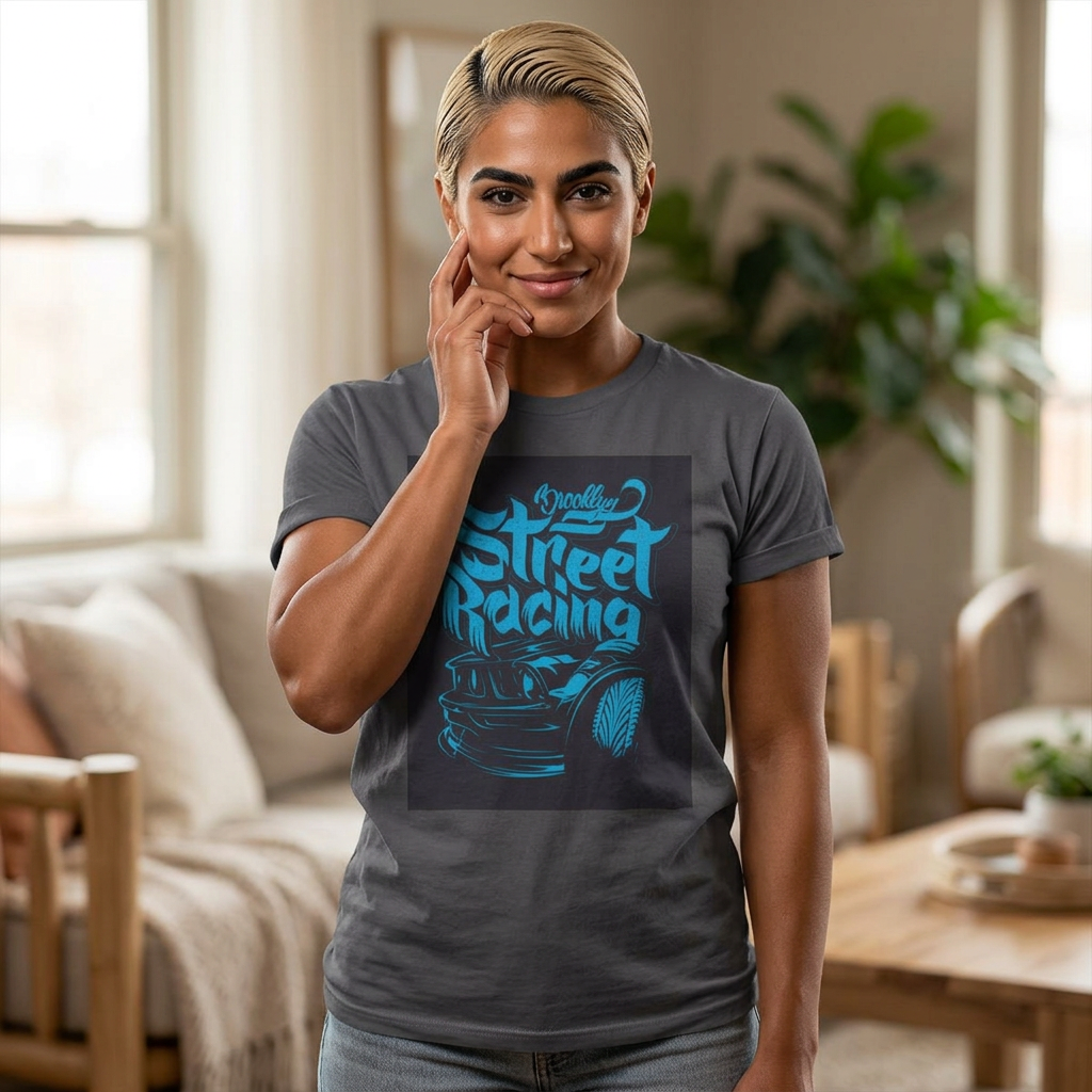 Street Racing Muscle Car Tee | Turquoise Graphic