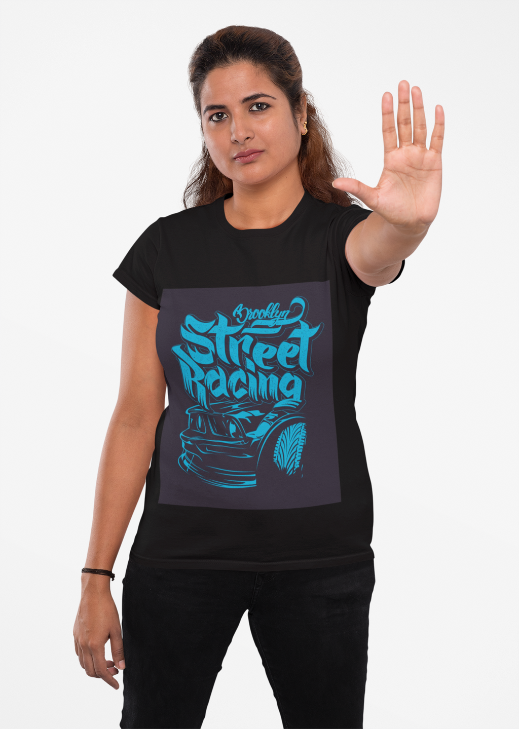 Street Racing Muscle Car Tee | Turquoise Graphic