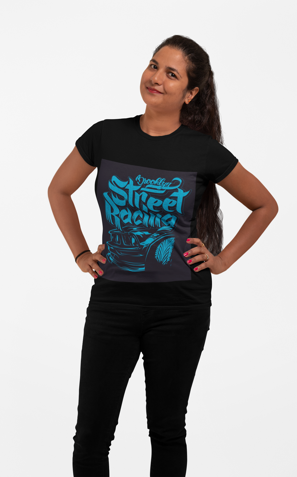 Street Racing Muscle Car Tee | Turquoise Graphic