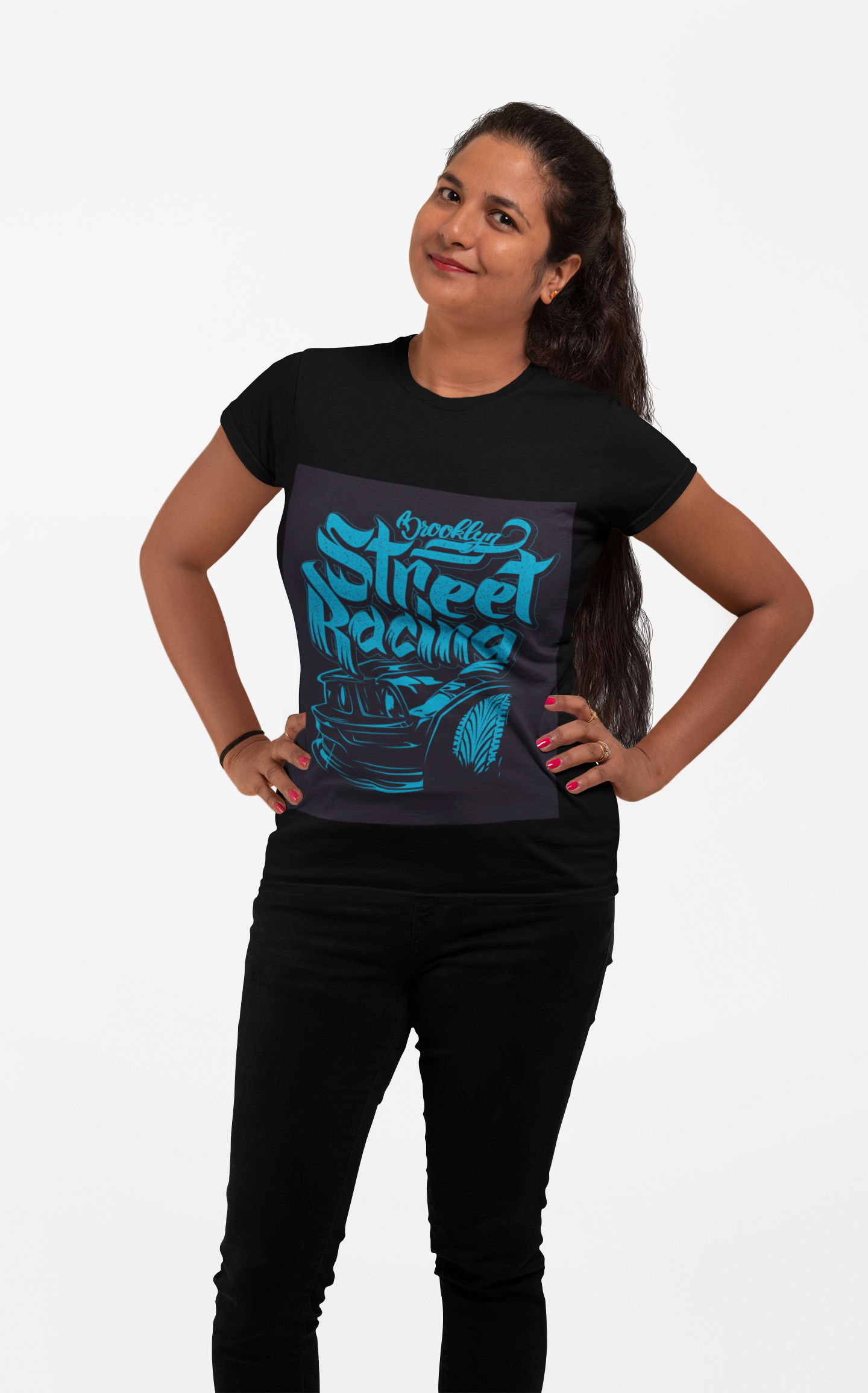 Street Racing Muscle Car Tee | Turquoise Graphic